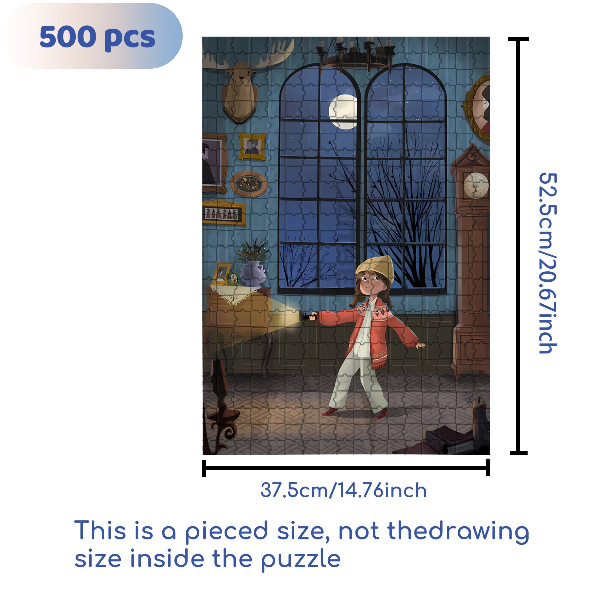 In The Dark 500pcs/1000pcs Jigsaw Puzzle, Scratch-Resistant, Interactive Family Game & Brain-Boosting DIY Decor, Perfect for Halloween, Christmas & New Year Gifts, Family Puzzle Game