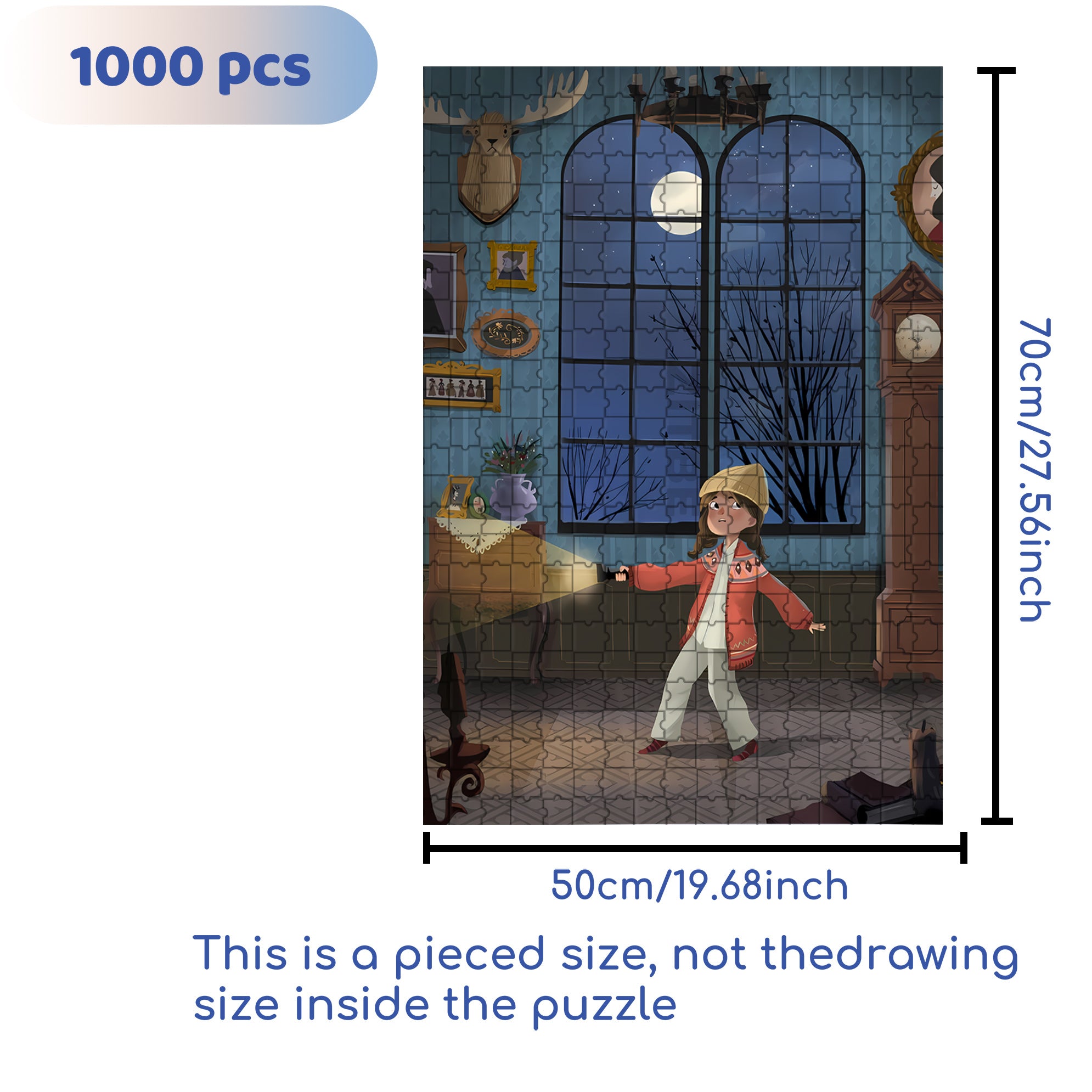 In The Dark 500pcs/1000pcs Jigsaw Puzzle, Scratch-Resistant, Interactive Family Game & Brain-Boosting DIY Decor, Perfect for Halloween, Christmas & New Year Gifts, Family Puzzle Game