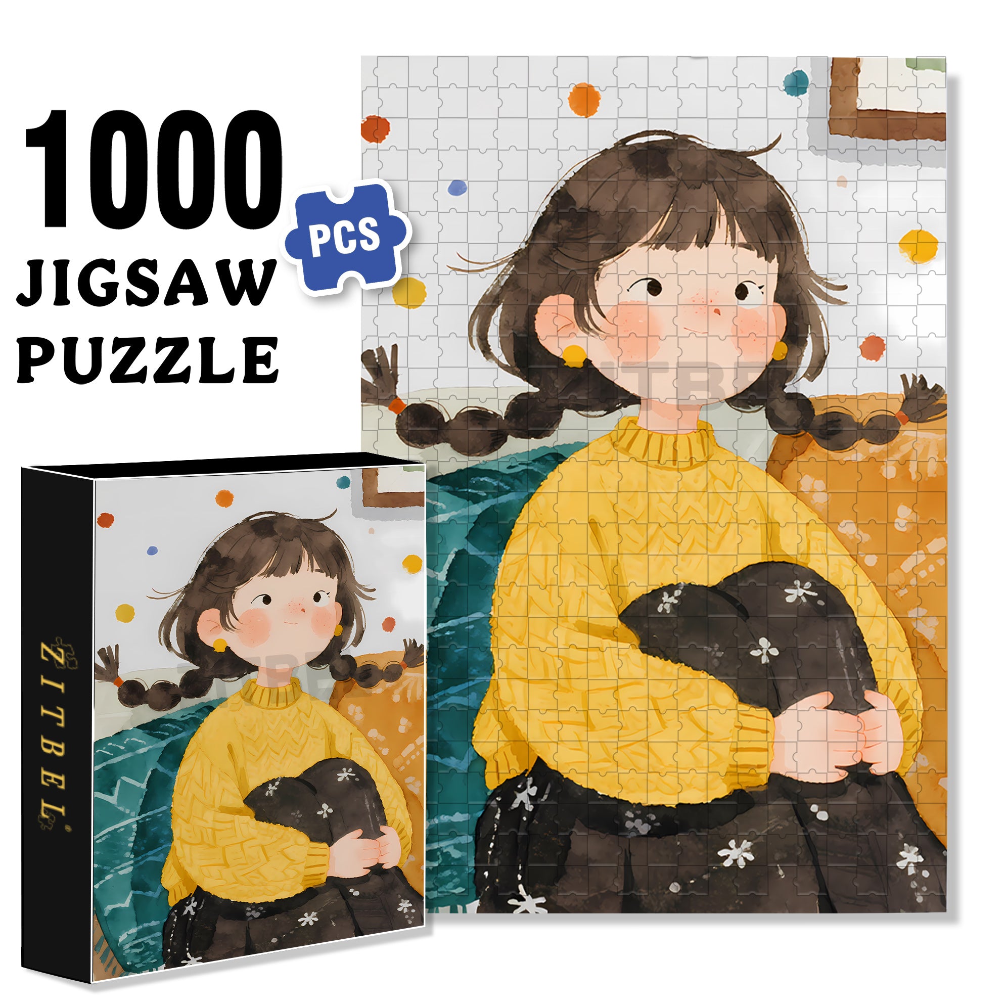 Lovely Twintails 500pcs/1000pcs Jigsaw Puzzle, Scratch-Resistant, Interactive Family Game & Brain-Boosting DIY Decor, Perfect for Halloween, Christmas & New Year Gifts, Family Puzzle Game