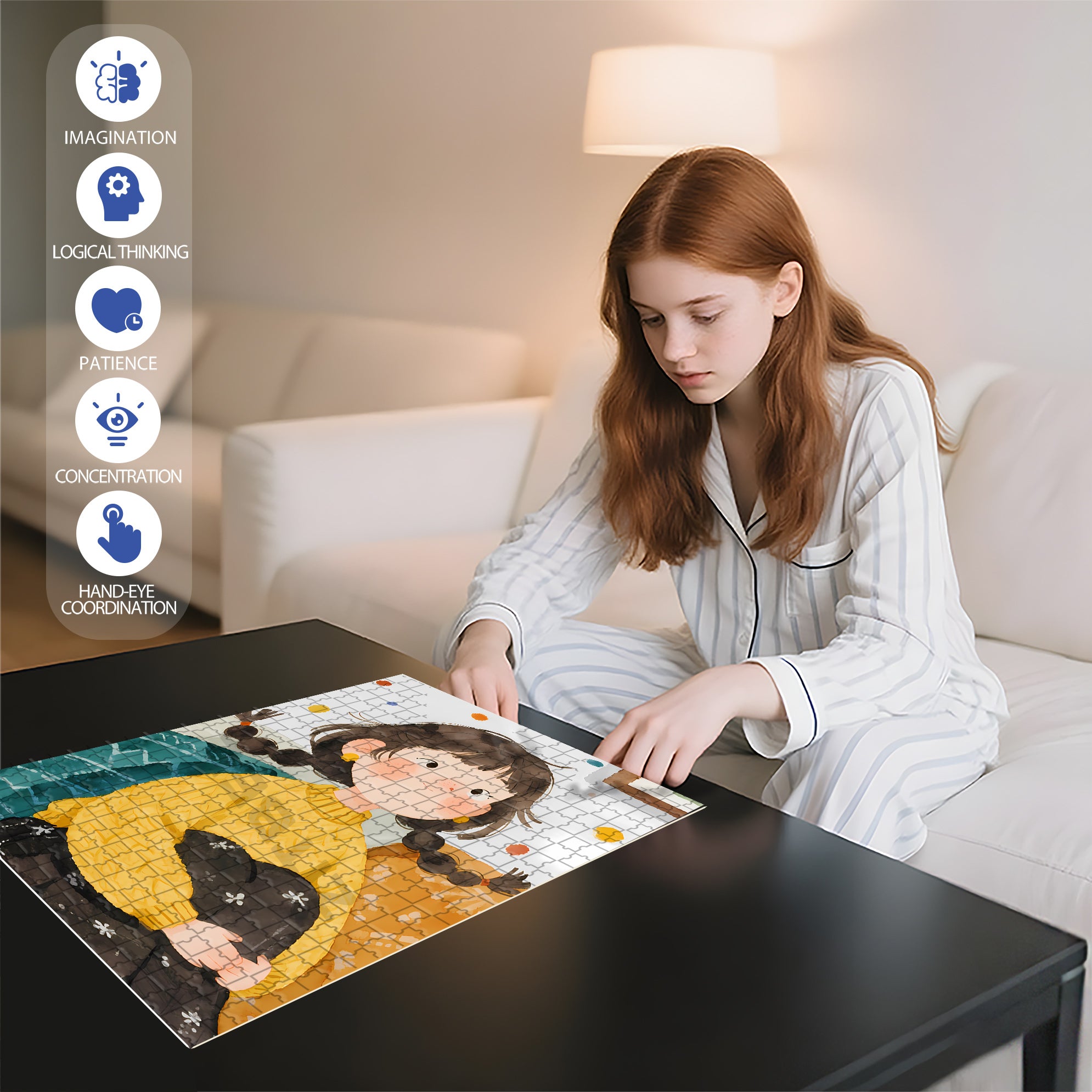 Lovely Twintails 500pcs/1000pcs Jigsaw Puzzle, Scratch-Resistant, Interactive Family Game & Brain-Boosting DIY Decor, Perfect for Halloween, Christmas & New Year Gifts, Family Puzzle Game