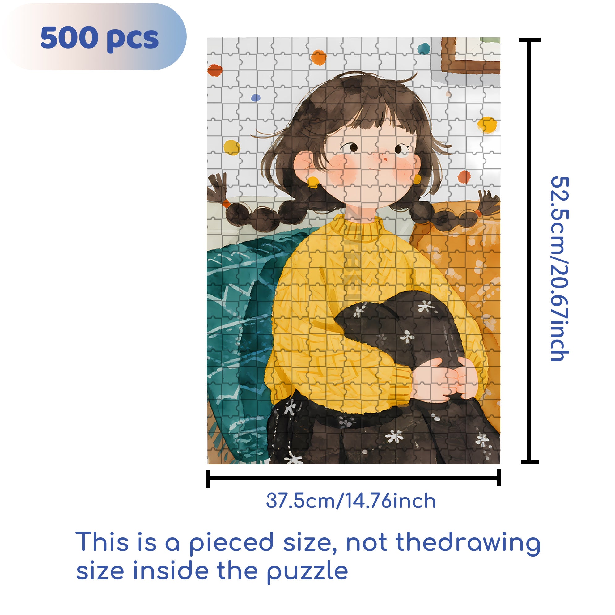 Lovely Twintails 500pcs/1000pcs Jigsaw Puzzle, Scratch-Resistant, Interactive Family Game & Brain-Boosting DIY Decor, Perfect for Halloween, Christmas & New Year Gifts, Family Puzzle Game
