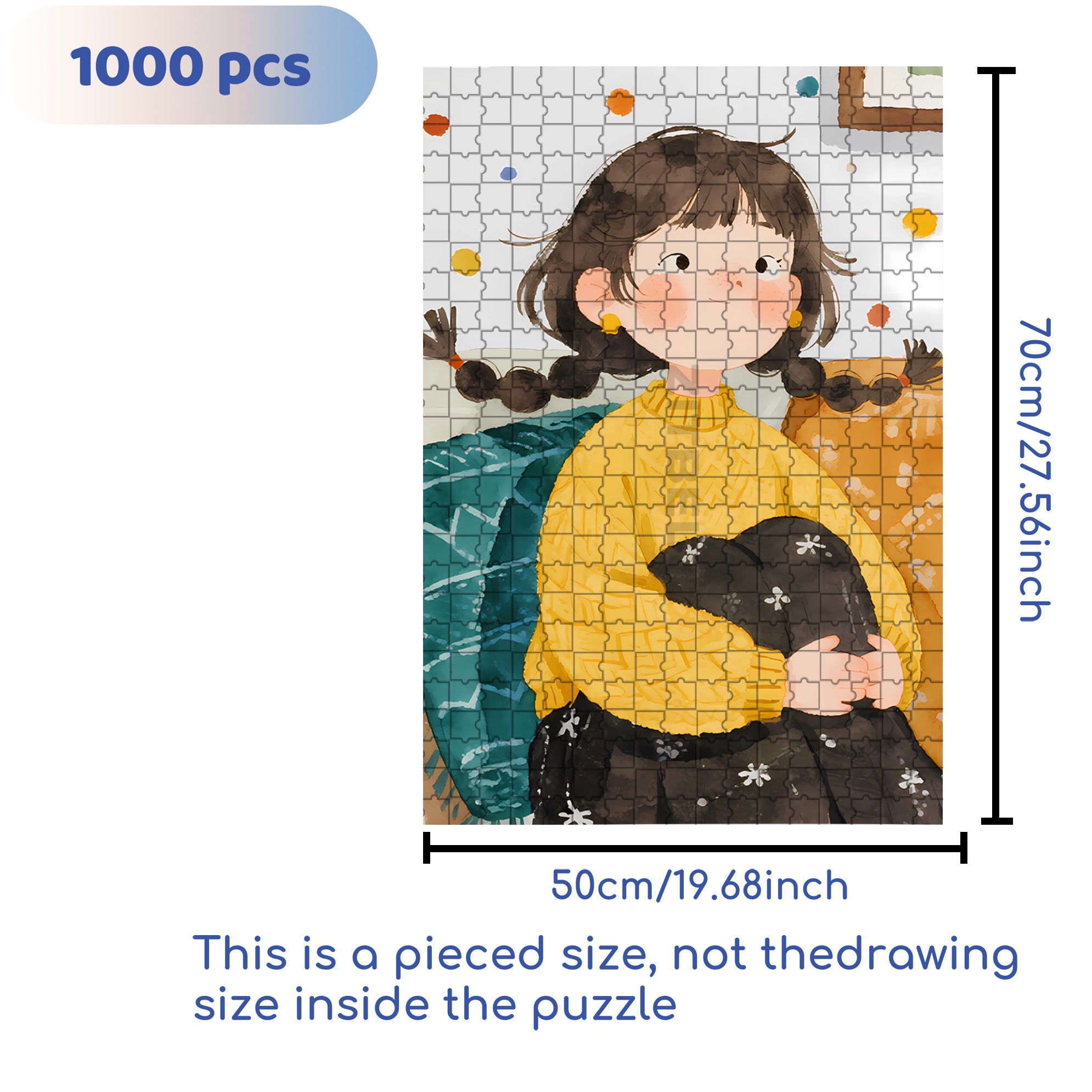 Lovely Twintails 500pcs/1000pcs Jigsaw Puzzle, Scratch-Resistant, Interactive Family Game & Brain-Boosting DIY Decor, Perfect for Halloween, Christmas & New Year Gifts, Family Puzzle Game