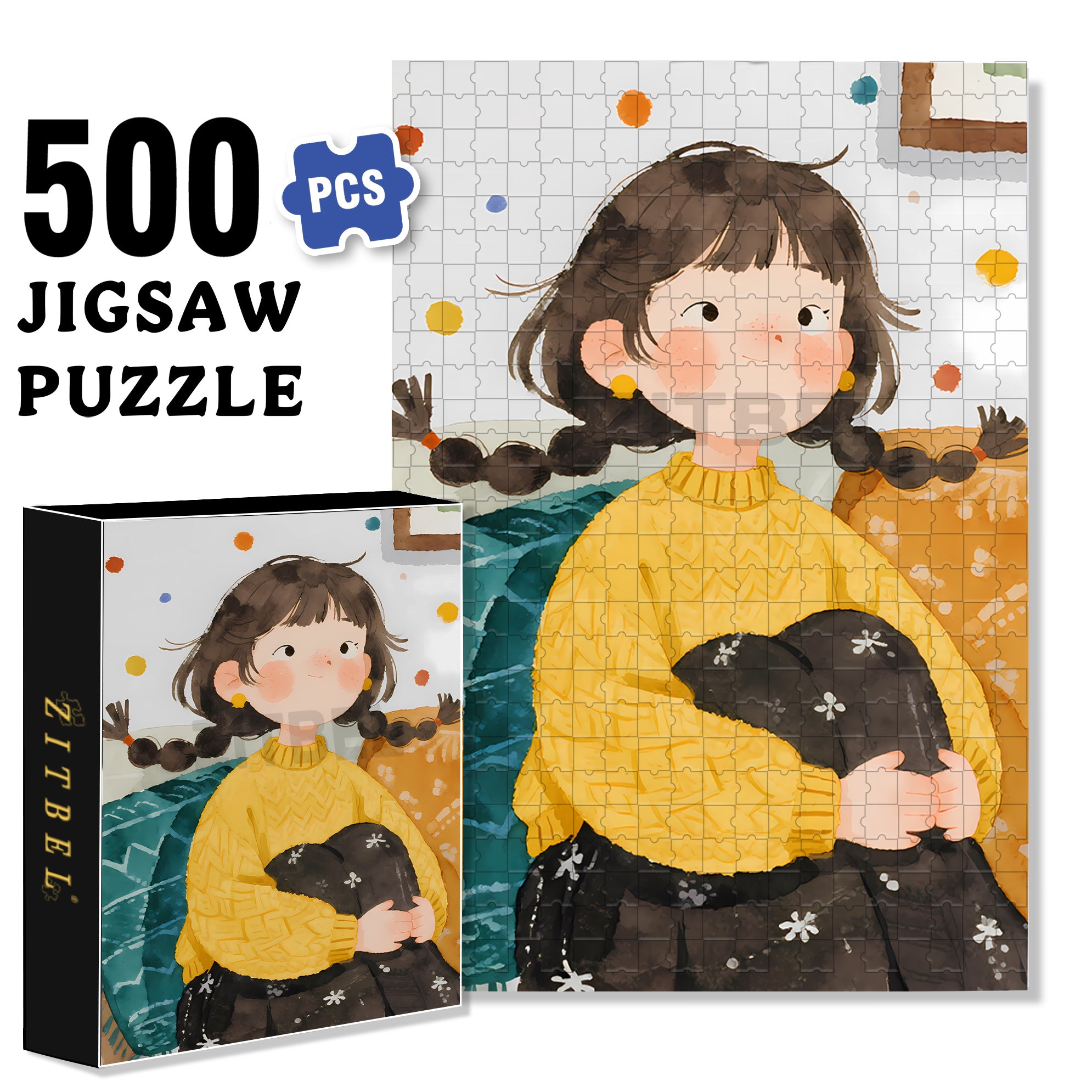 Lovely Twintails 500pcs/1000pcs Jigsaw Puzzle, Scratch-Resistant, Interactive Family Game & Brain-Boosting DIY Decor, Perfect for Halloween, Christmas & New Year Gifts, Family Puzzle Game