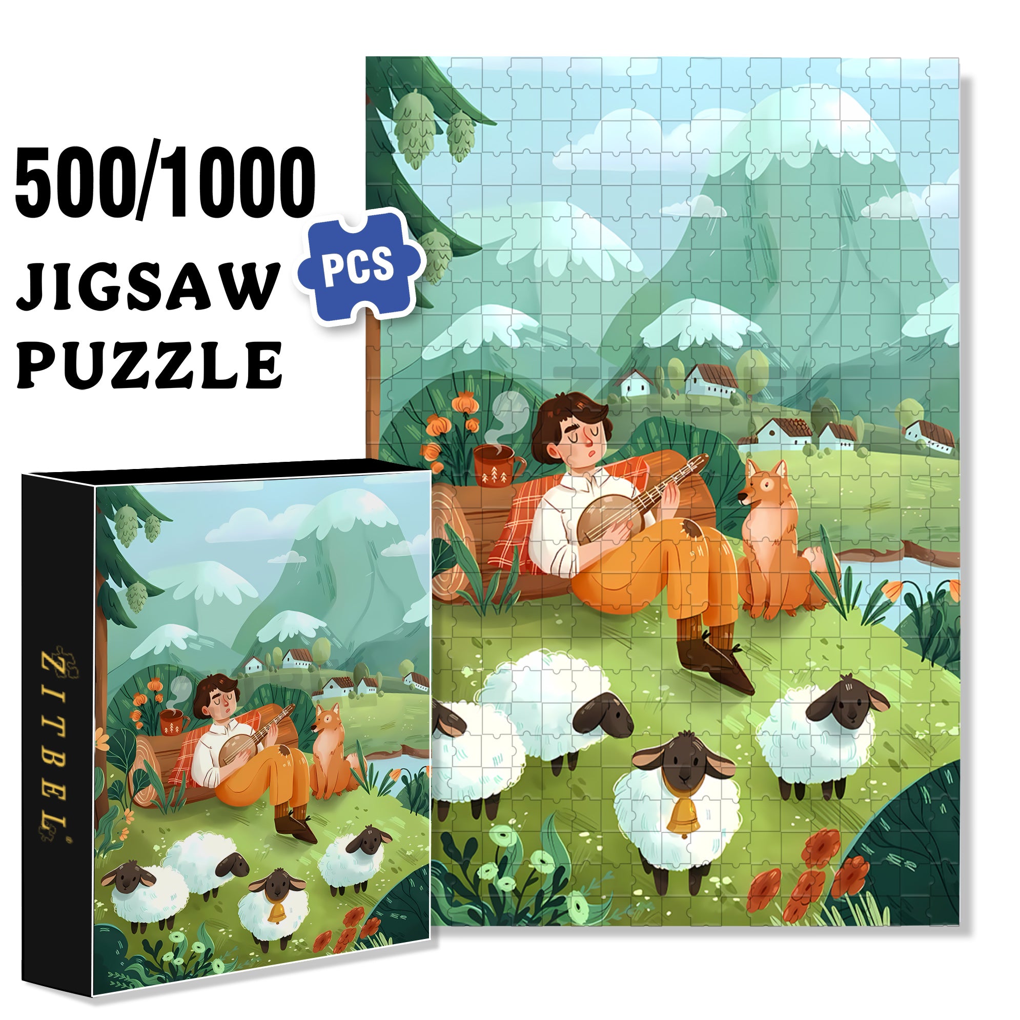 Nap 500pcs/1000pcs Jigsaw Puzzle, Scratch-Resistant, Interactive Family Game & Brain-Boosting DIY Decor, Perfect for Halloween, Christmas & New Year Gifts, Family Puzzle Game