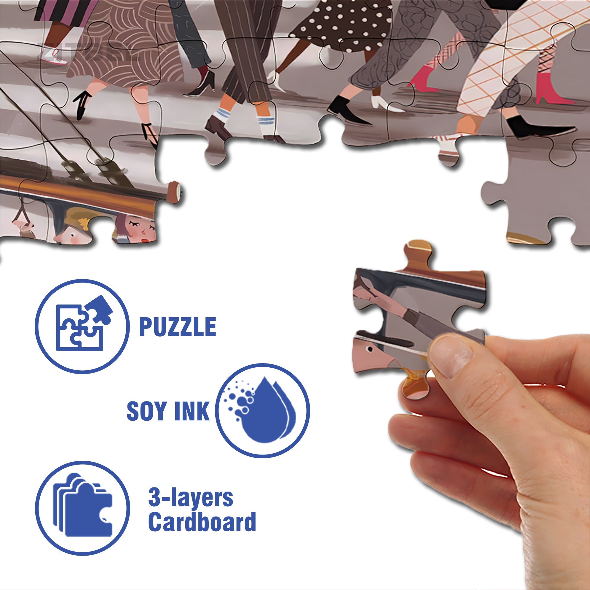 On The Bus 500pcs/1000pcs Jigsaw Puzzle, Scratch-Resistant, Interactive Family Game & Brain-Boosting DIY Decor, Perfect for Halloween, Christmas & New Year Gifts, Family Puzzle Game