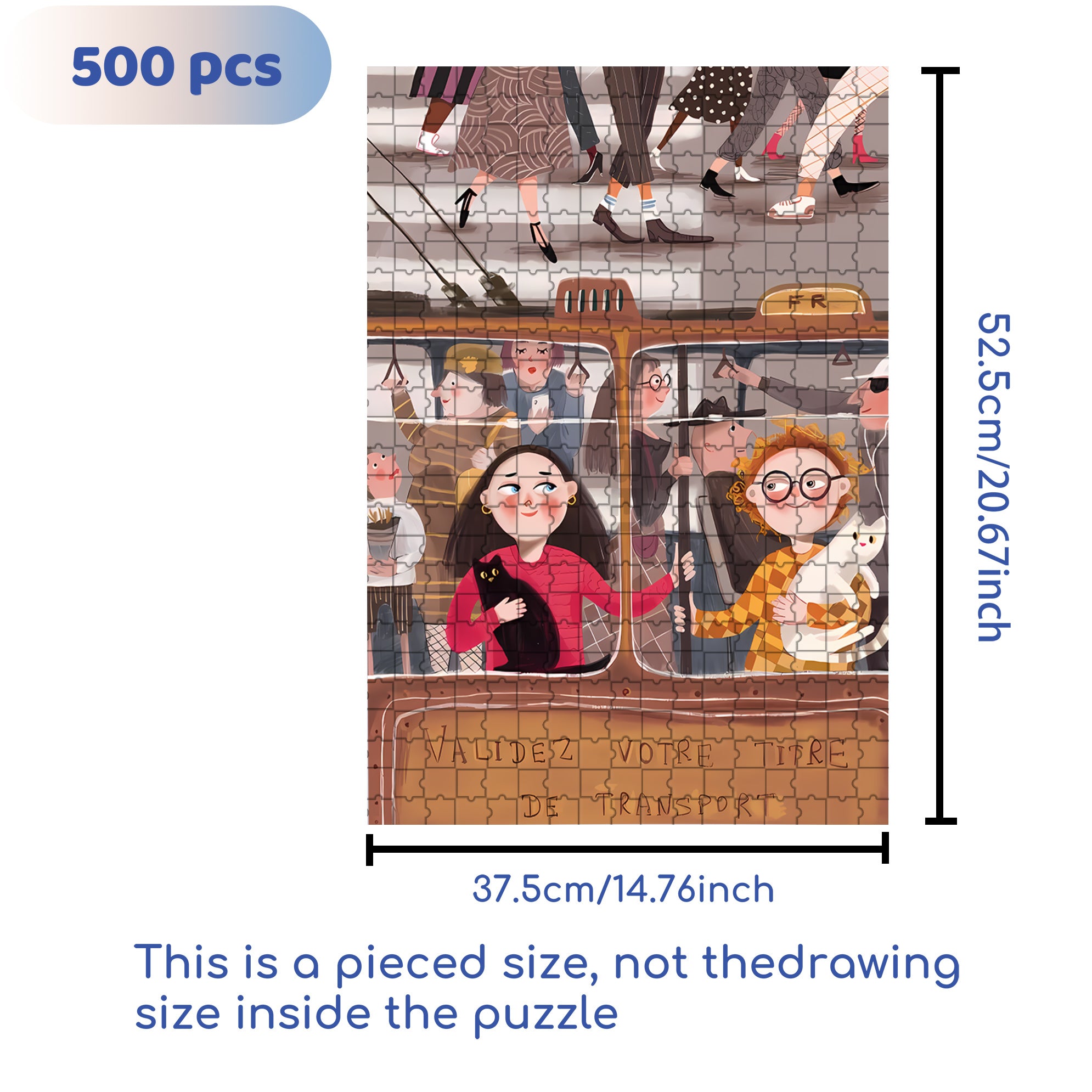 On The Bus 500pcs/1000pcs Jigsaw Puzzle, Scratch-Resistant, Interactive Family Game & Brain-Boosting DIY Decor, Perfect for Halloween, Christmas & New Year Gifts, Family Puzzle Game