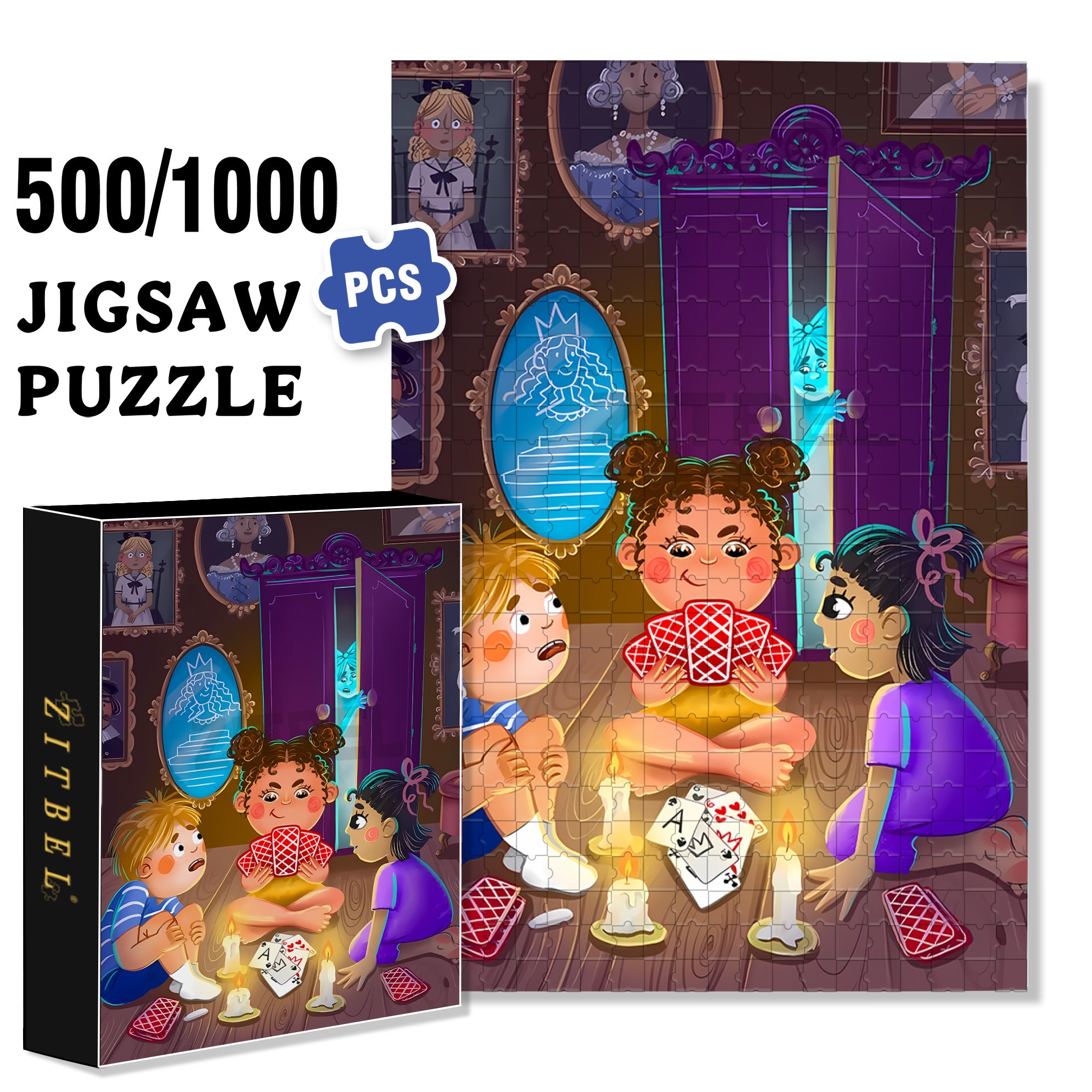 Playing Poker 500pcs/1000pcs Jigsaw Puzzle, Scratch-Resistant, Interactive Family Game & Brain-Boosting DIY Decor, Perfect for Halloween, Christmas & New Year Gifts, Family Puzzle Game