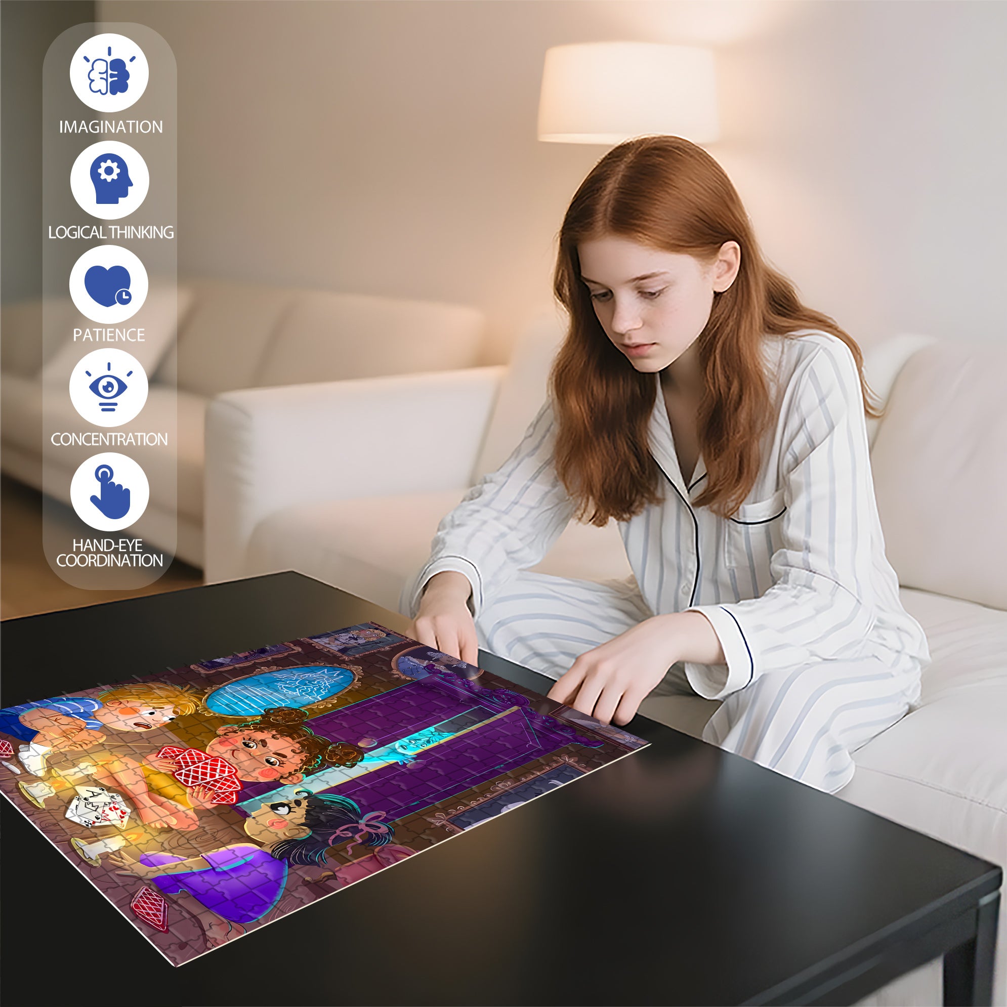 Playing Poker 500pcs/1000pcs Jigsaw Puzzle, Scratch-Resistant, Interactive Family Game & Brain-Boosting DIY Decor, Perfect for Halloween, Christmas & New Year Gifts, Family Puzzle Game
