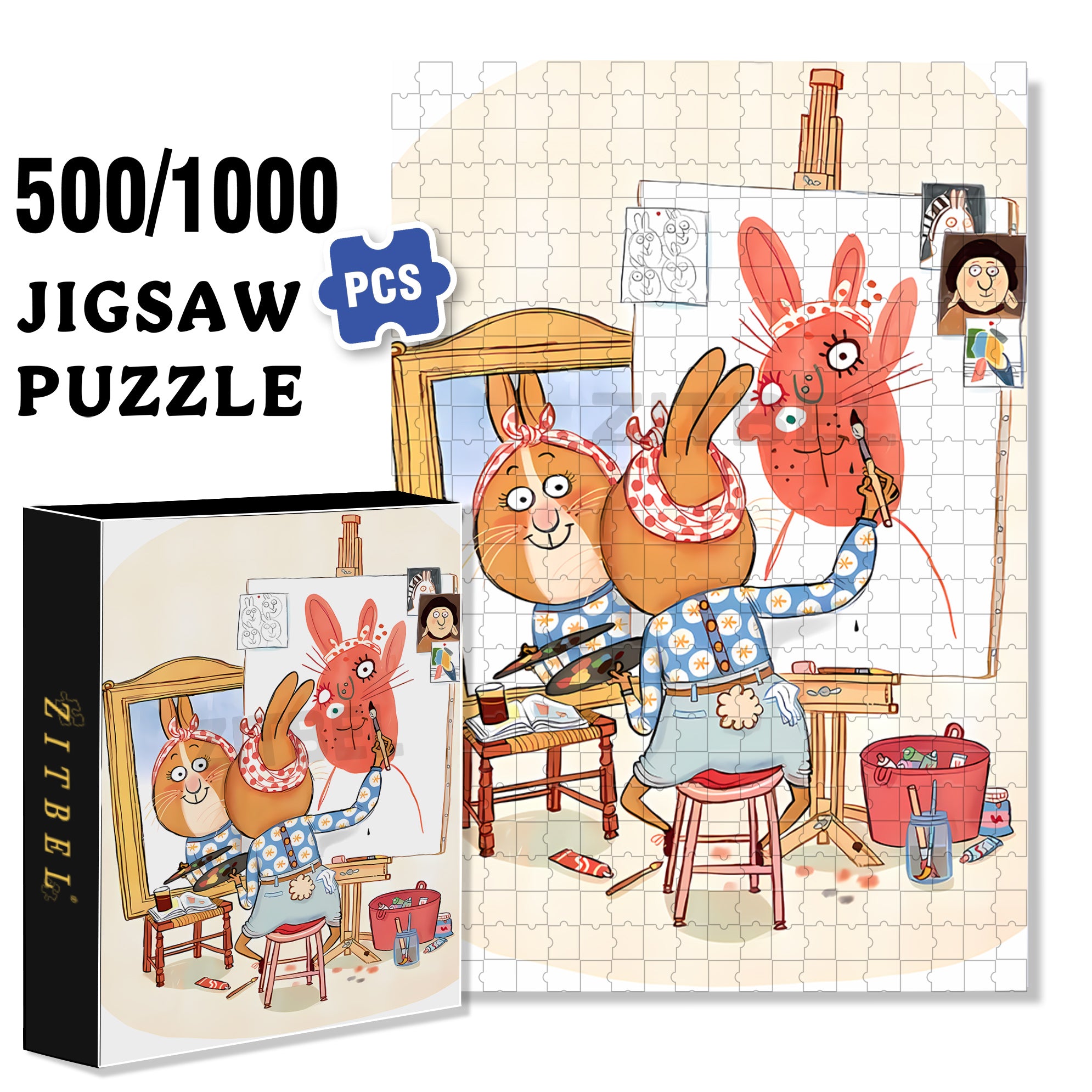 Self-Portrait 500pcs/1000pcs Jigsaw Puzzle, Scratch-Resistant, Interactive Family Game & Brain-Boosting DIY Decor, Perfect for Halloween, Christmas & New Year Gifts, Family Puzzle Game