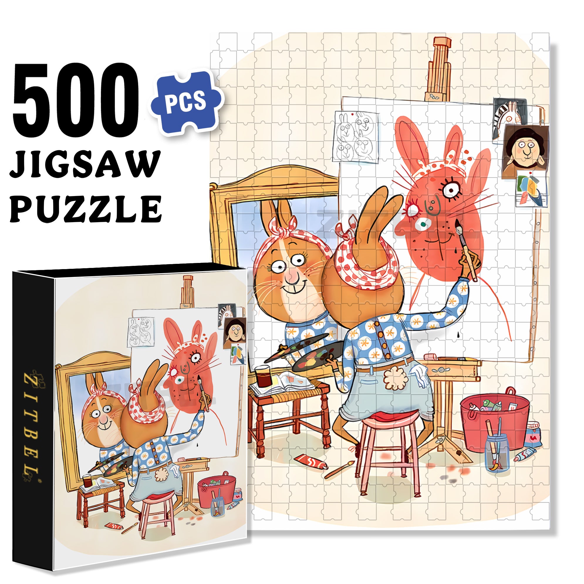 Self-Portrait 500pcs/1000pcs Jigsaw Puzzle, Scratch-Resistant, Interactive Family Game & Brain-Boosting DIY Decor, Perfect for Halloween, Christmas & New Year Gifts, Family Puzzle Game
