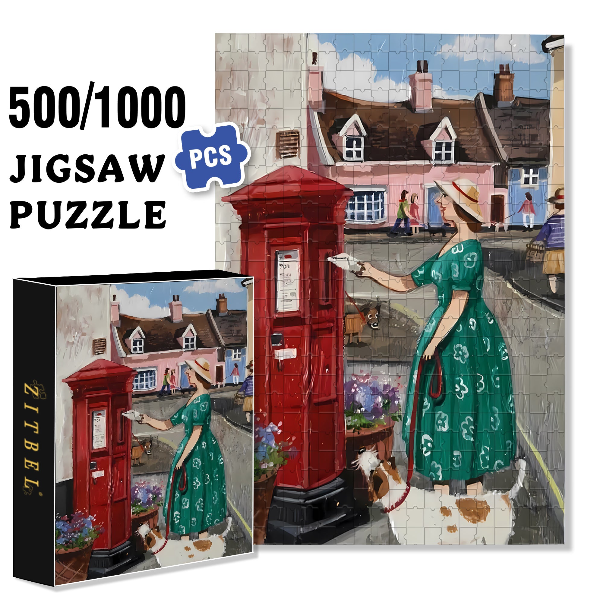 Send A Letter 500pcs/1000pcs Jigsaw Puzzle, Scratch-Resistant, Interactive Family Game & Brain-Boosting DIY Decor, Perfect for Halloween, Christmas & New Year Gifts, Family Puzzle Game