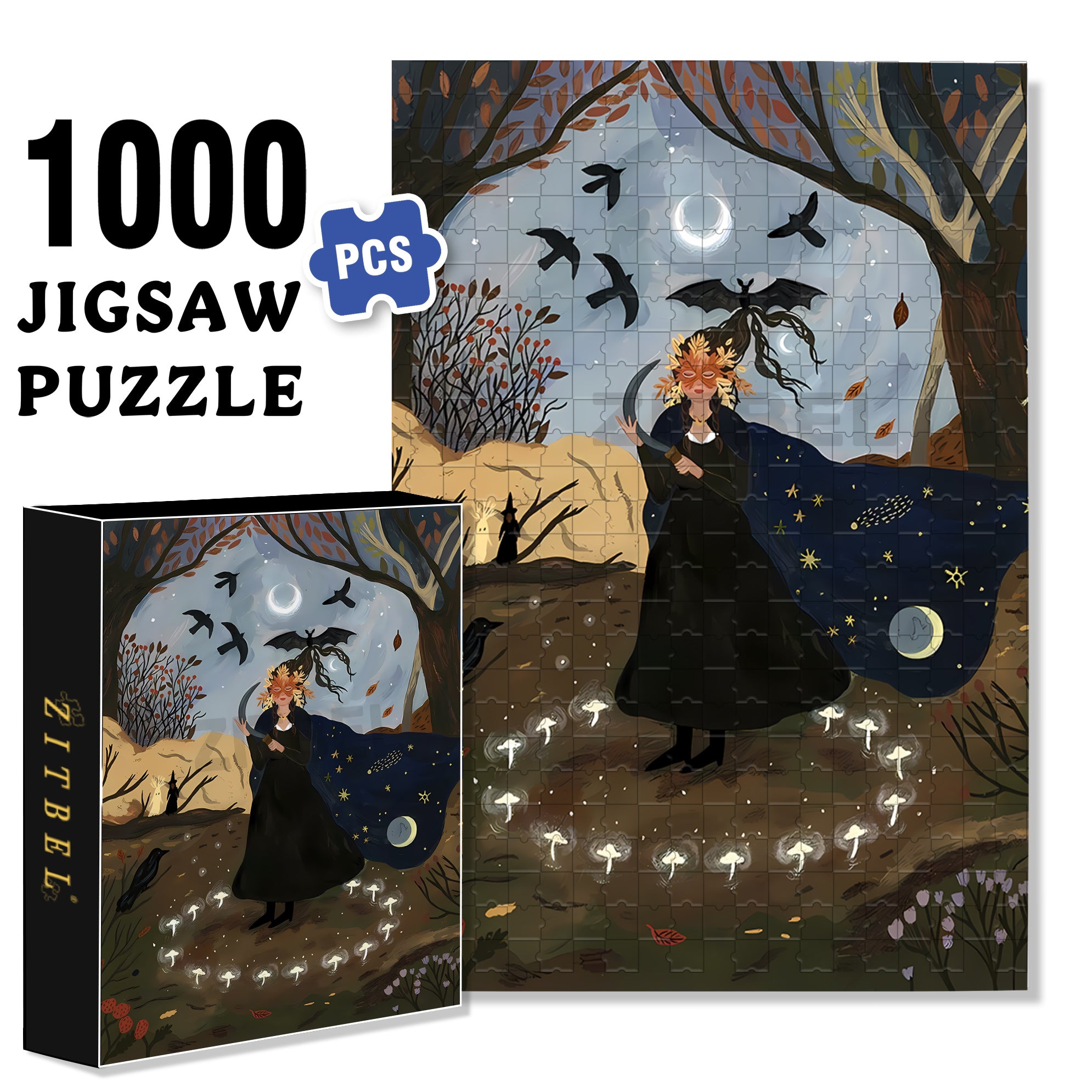 Spellcasting 500pcs/1000pcs Jigsaw Puzzle, Scratch-Resistant, Interactive Family Game & Brain-Boosting DIY Decor, Perfect for Halloween, Christmas & New Year Gifts, Family Puzzle Game