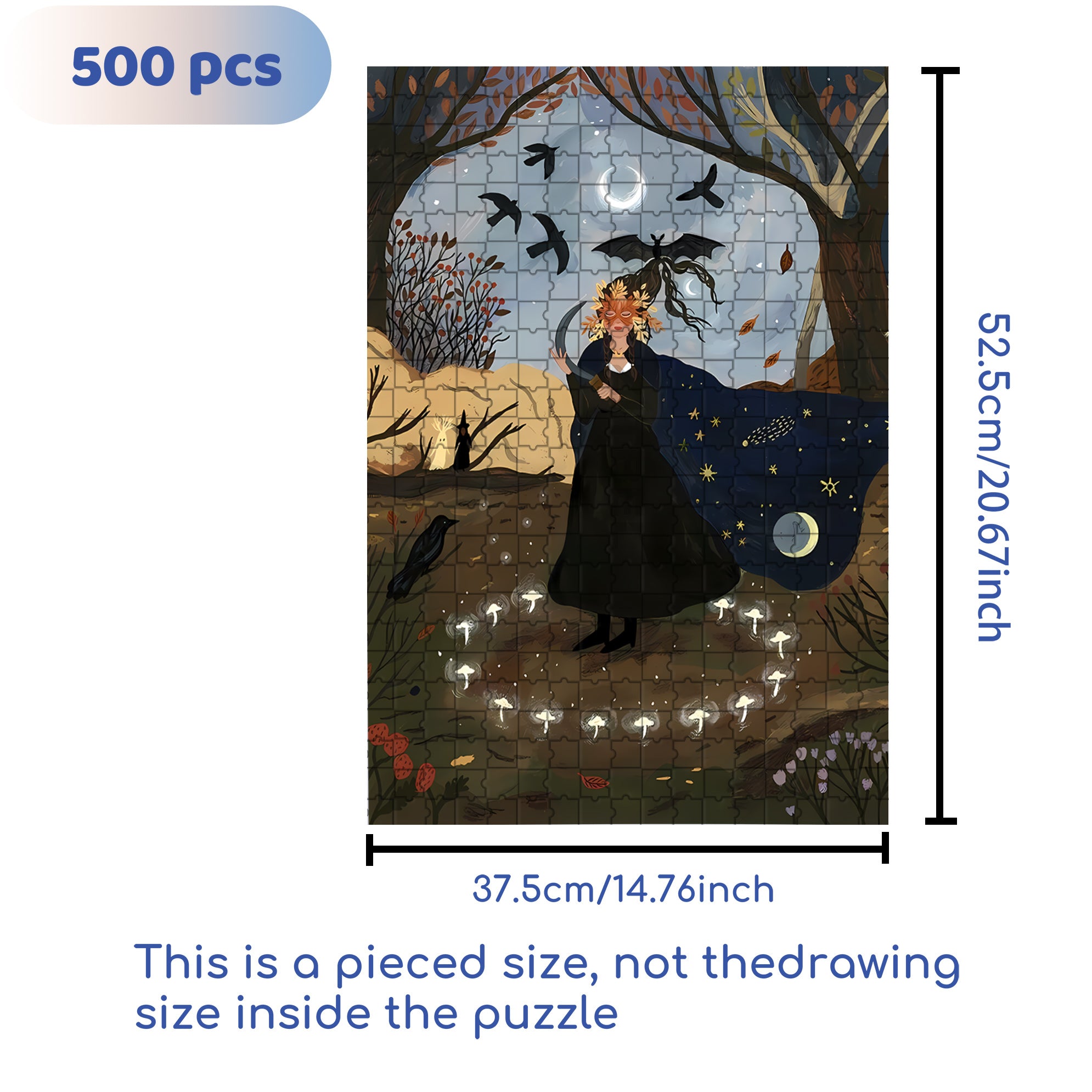 Spellcasting 500pcs/1000pcs Jigsaw Puzzle, Scratch-Resistant, Interactive Family Game & Brain-Boosting DIY Decor, Perfect for Halloween, Christmas & New Year Gifts, Family Puzzle Game