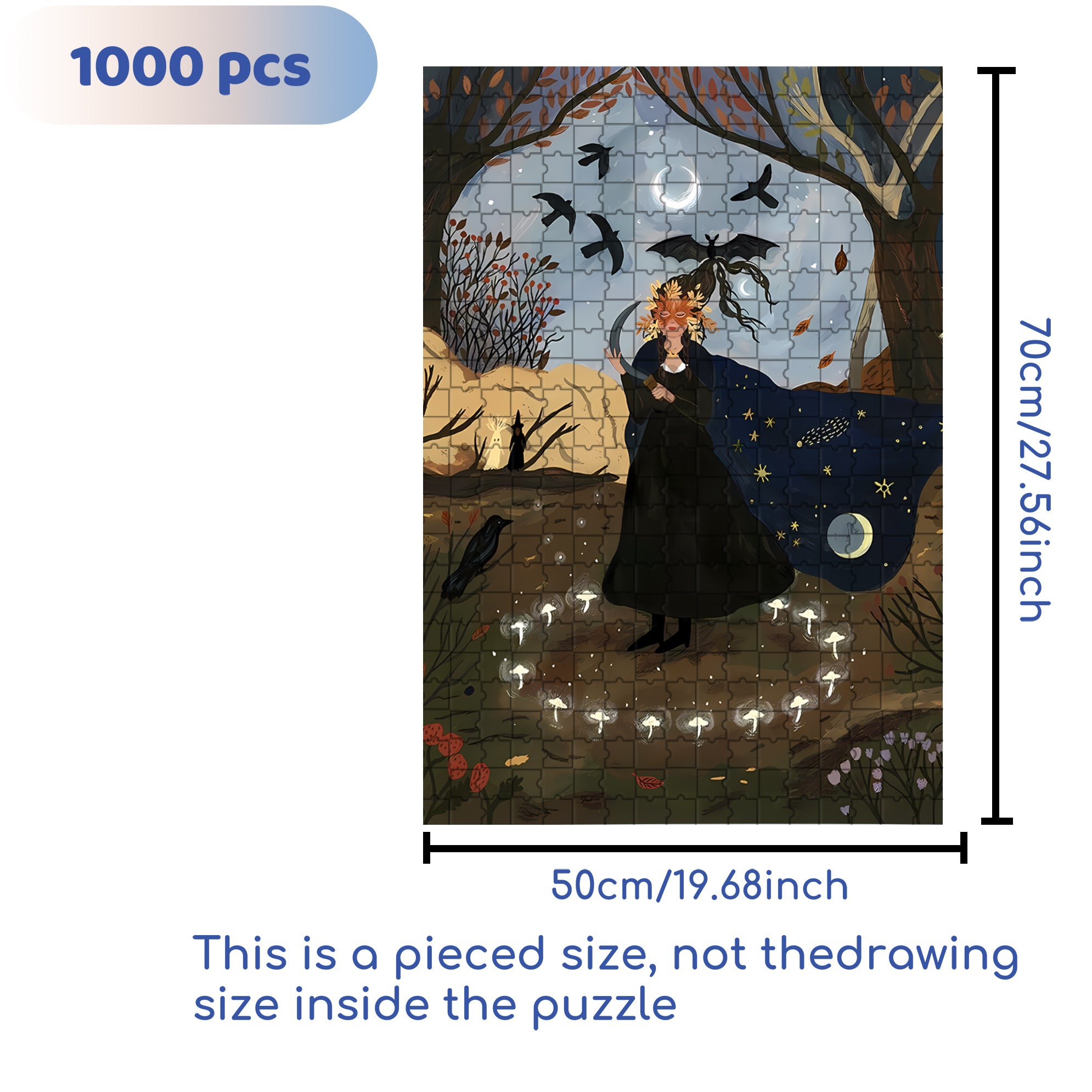 Spellcasting 500pcs/1000pcs Jigsaw Puzzle, Scratch-Resistant, Interactive Family Game & Brain-Boosting DIY Decor, Perfect for Halloween, Christmas & New Year Gifts, Family Puzzle Game