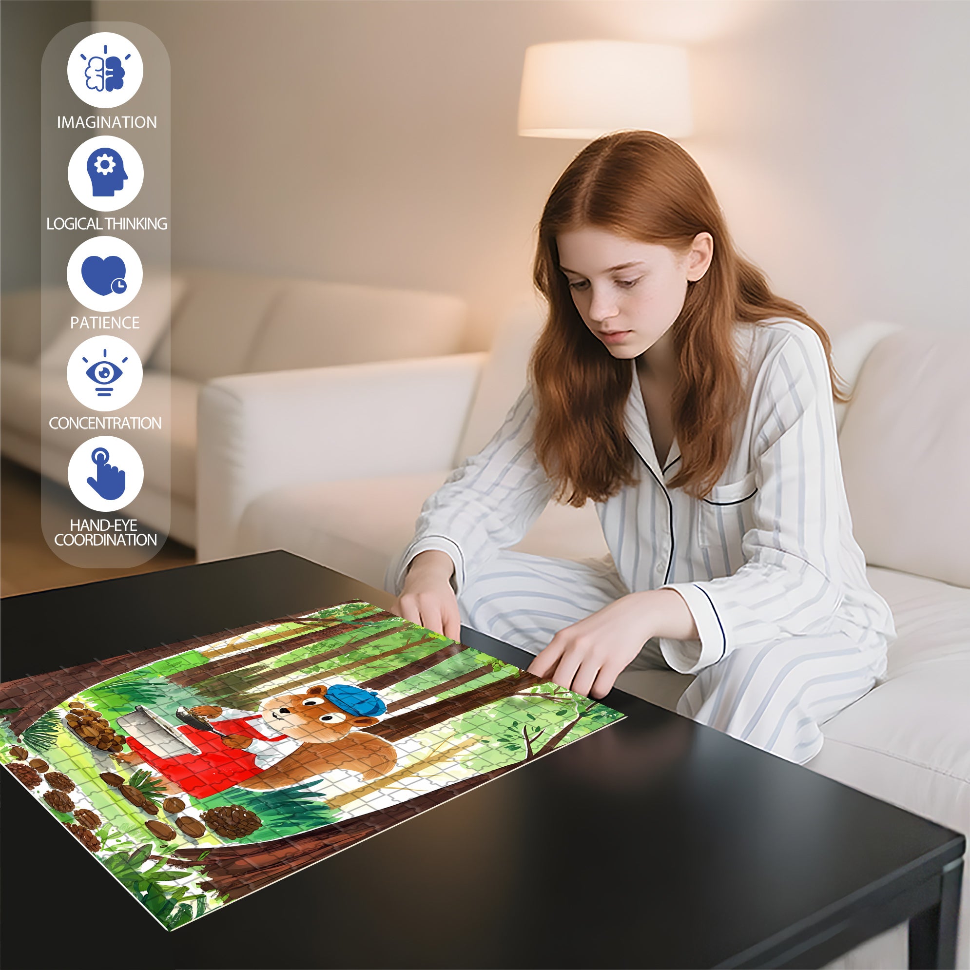 Squirrel Chef 500pcs/1000pcs Jigsaw Puzzle, Scratch-Resistant, Interactive Family Game & Brain-Boosting DIY Decor, Perfect for Halloween, Christmas & New Year Gifts, Family Puzzle Game