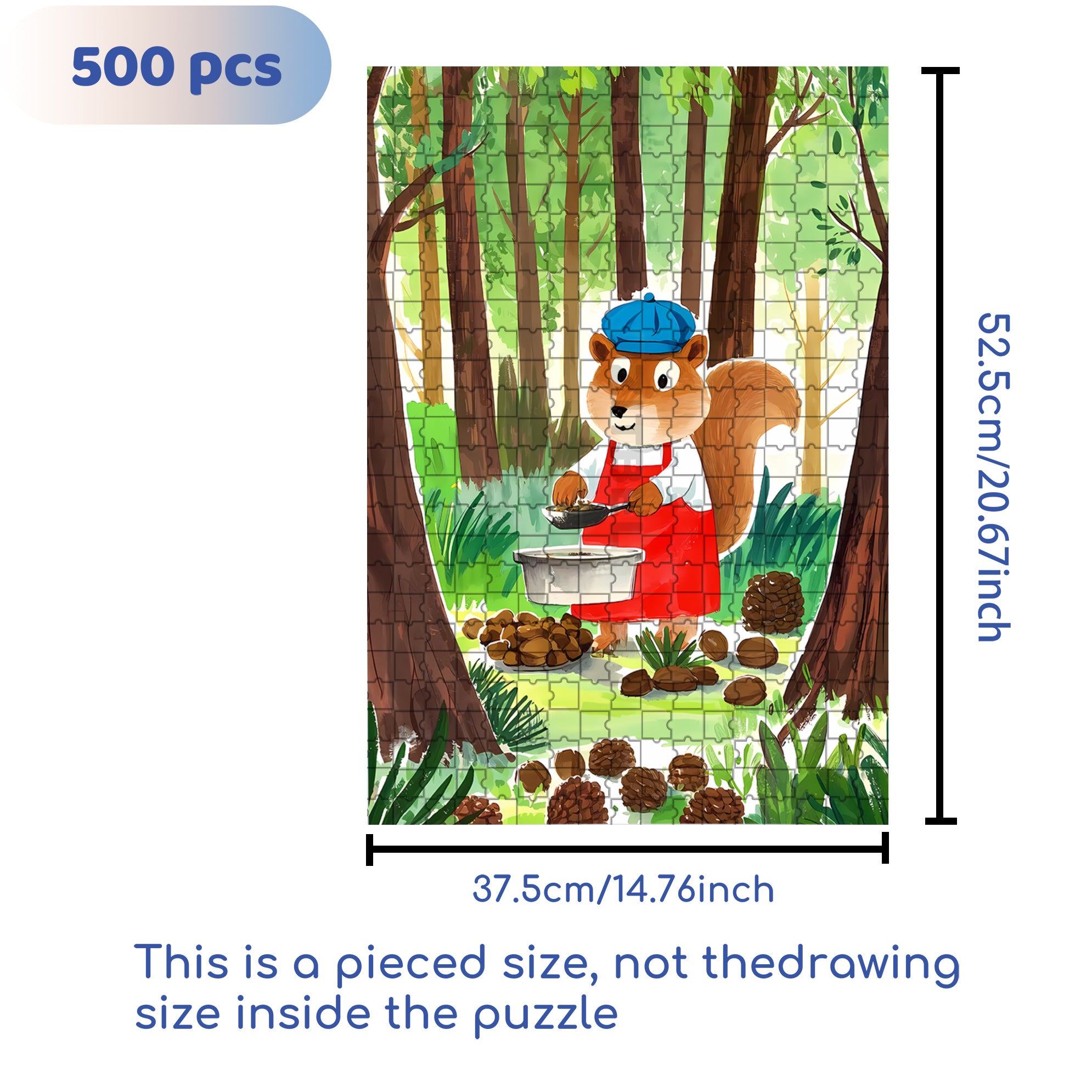 Squirrel Chef 500pcs/1000pcs Jigsaw Puzzle, Scratch-Resistant, Interactive Family Game & Brain-Boosting DIY Decor, Perfect for Halloween, Christmas & New Year Gifts, Family Puzzle Game