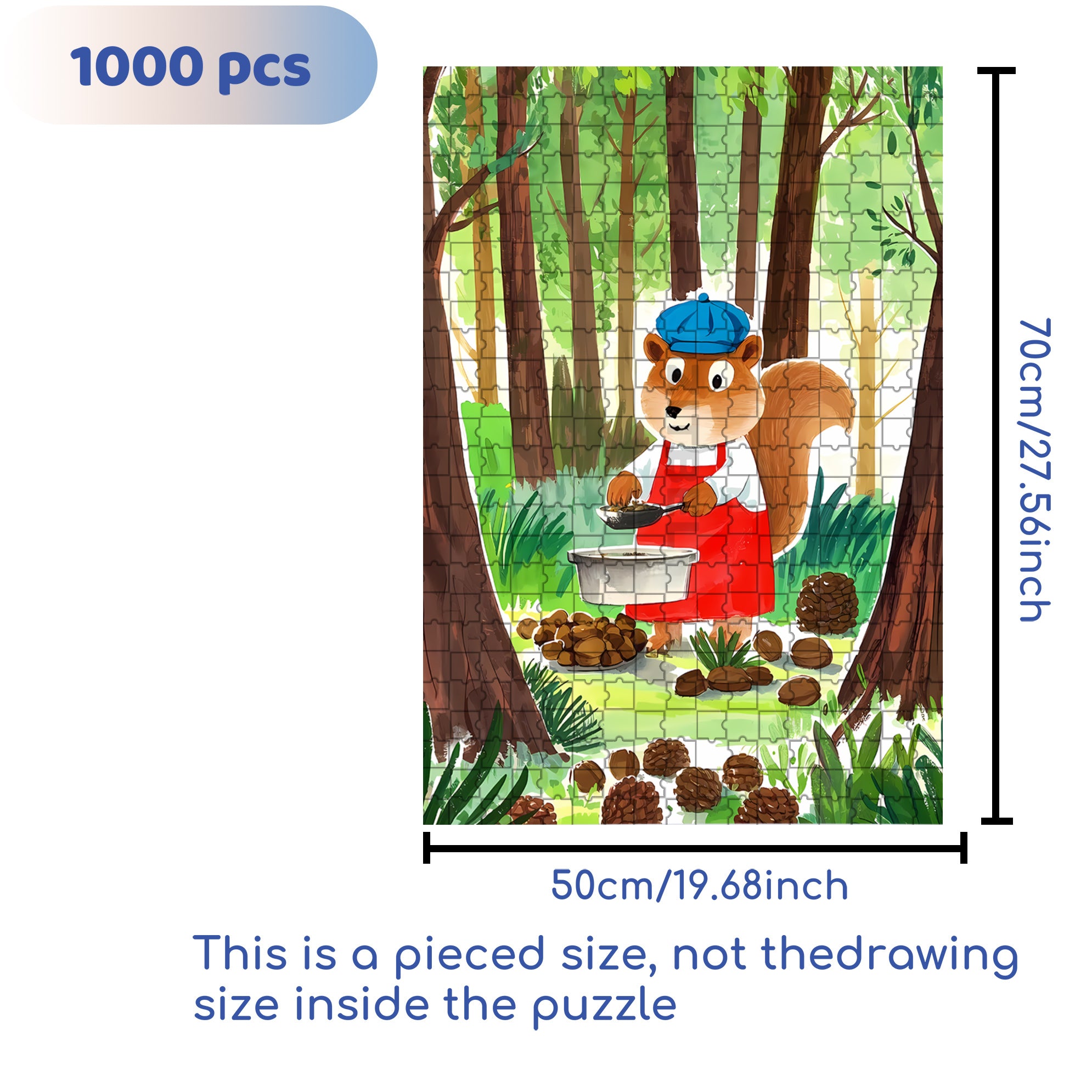 Squirrel Chef 500pcs/1000pcs Jigsaw Puzzle, Scratch-Resistant, Interactive Family Game & Brain-Boosting DIY Decor, Perfect for Halloween, Christmas & New Year Gifts, Family Puzzle Game