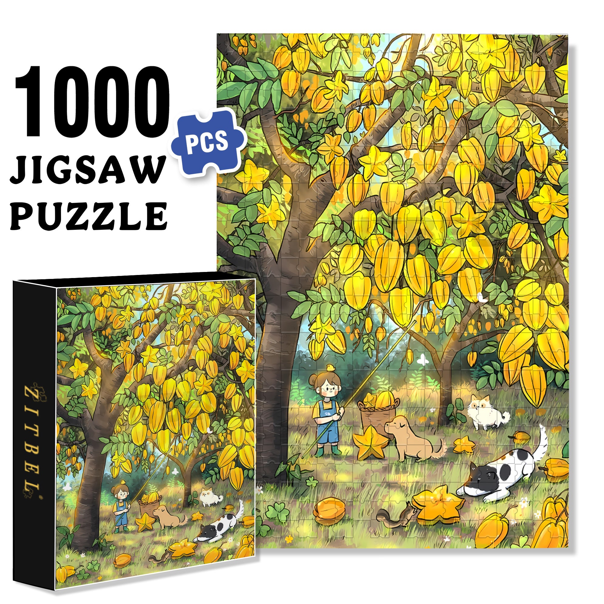 Star Fruit. 500pcs/1000pcs Jigsaw Puzzle, Scratch-Resistant, Interactive Family Game & Brain-Boosting DIY Decor, Perfect for Halloween, Christmas & New Year Gifts, Family Puzzle Game
