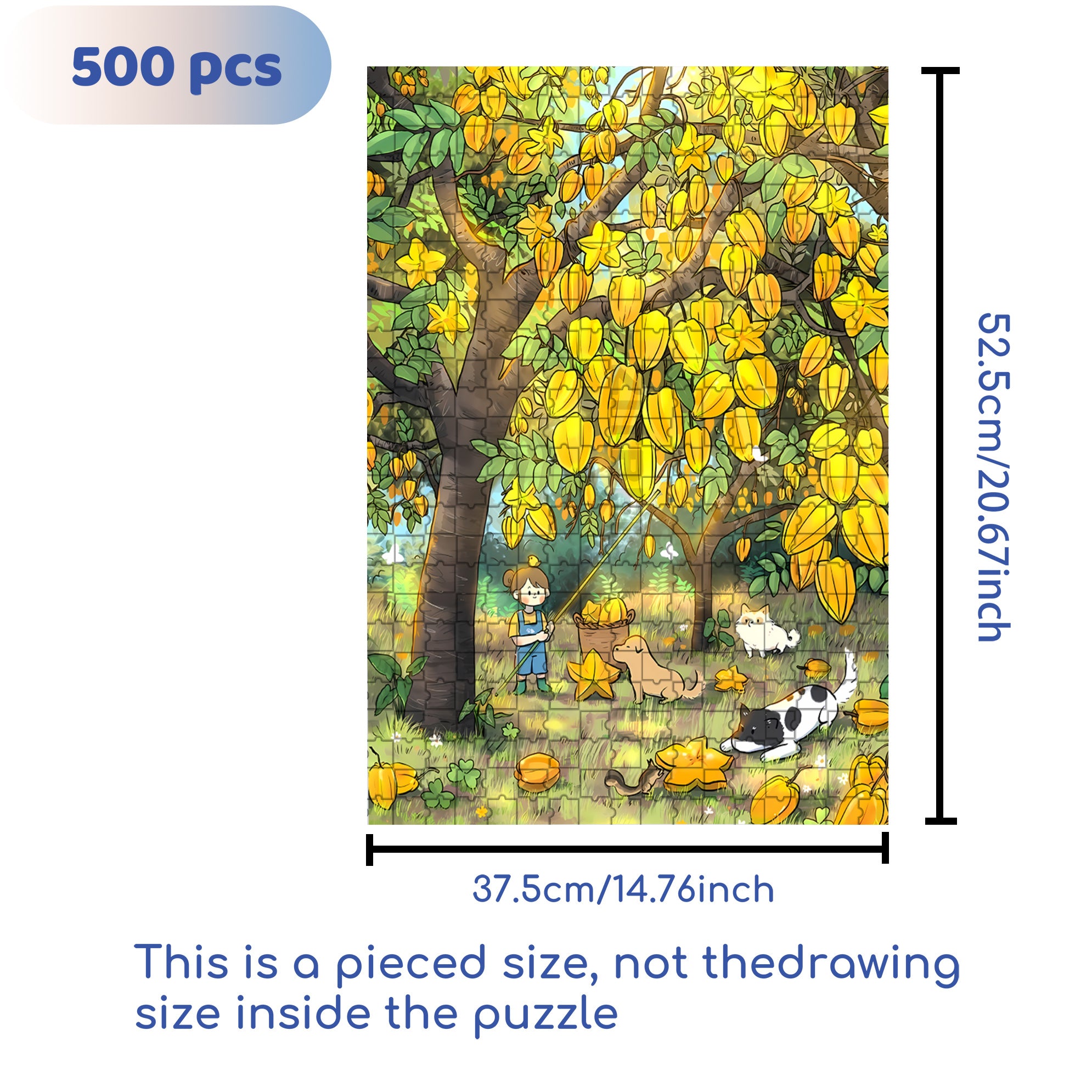 Star Fruit. 500pcs/1000pcs Jigsaw Puzzle, Scratch-Resistant, Interactive Family Game & Brain-Boosting DIY Decor, Perfect for Halloween, Christmas & New Year Gifts, Family Puzzle Game