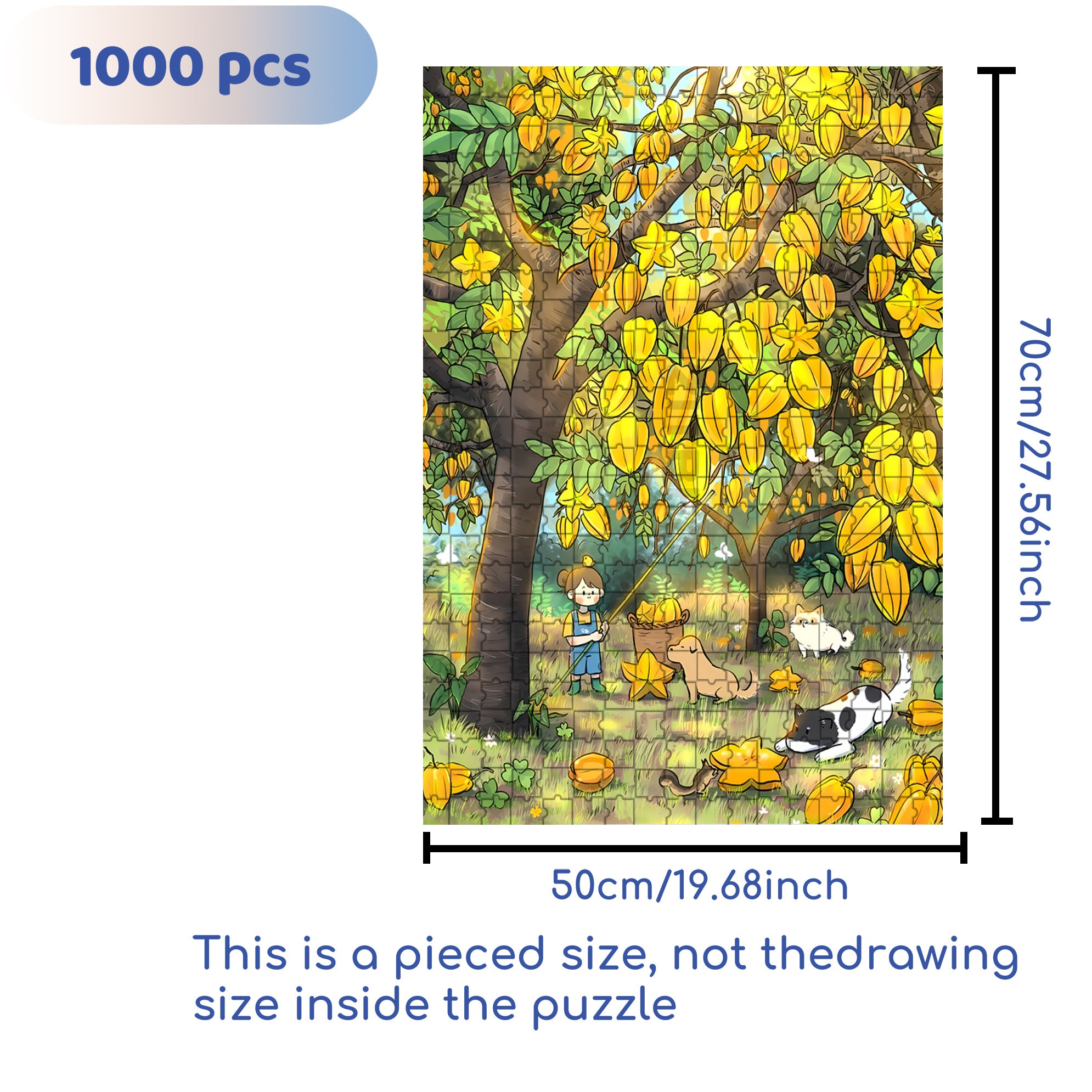 Star Fruit. 500pcs/1000pcs Jigsaw Puzzle, Scratch-Resistant, Interactive Family Game & Brain-Boosting DIY Decor, Perfect for Halloween, Christmas & New Year Gifts, Family Puzzle Game