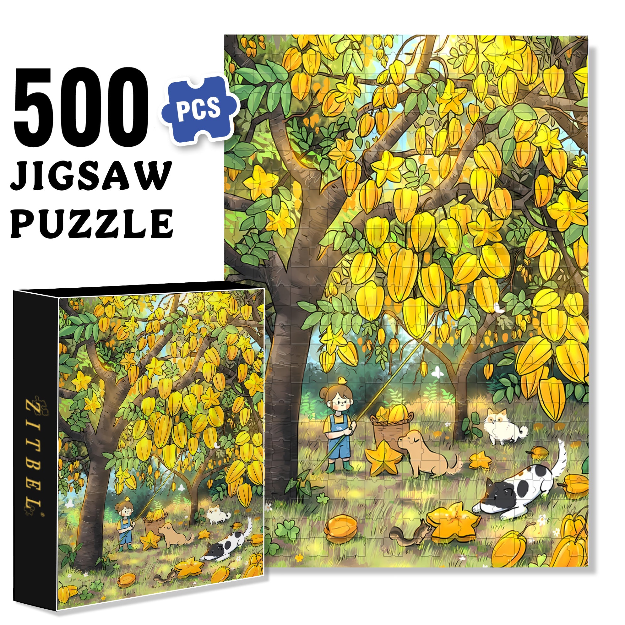 Star Fruit. 500pcs/1000pcs Jigsaw Puzzle, Scratch-Resistant, Interactive Family Game & Brain-Boosting DIY Decor, Perfect for Halloween, Christmas & New Year Gifts, Family Puzzle Game