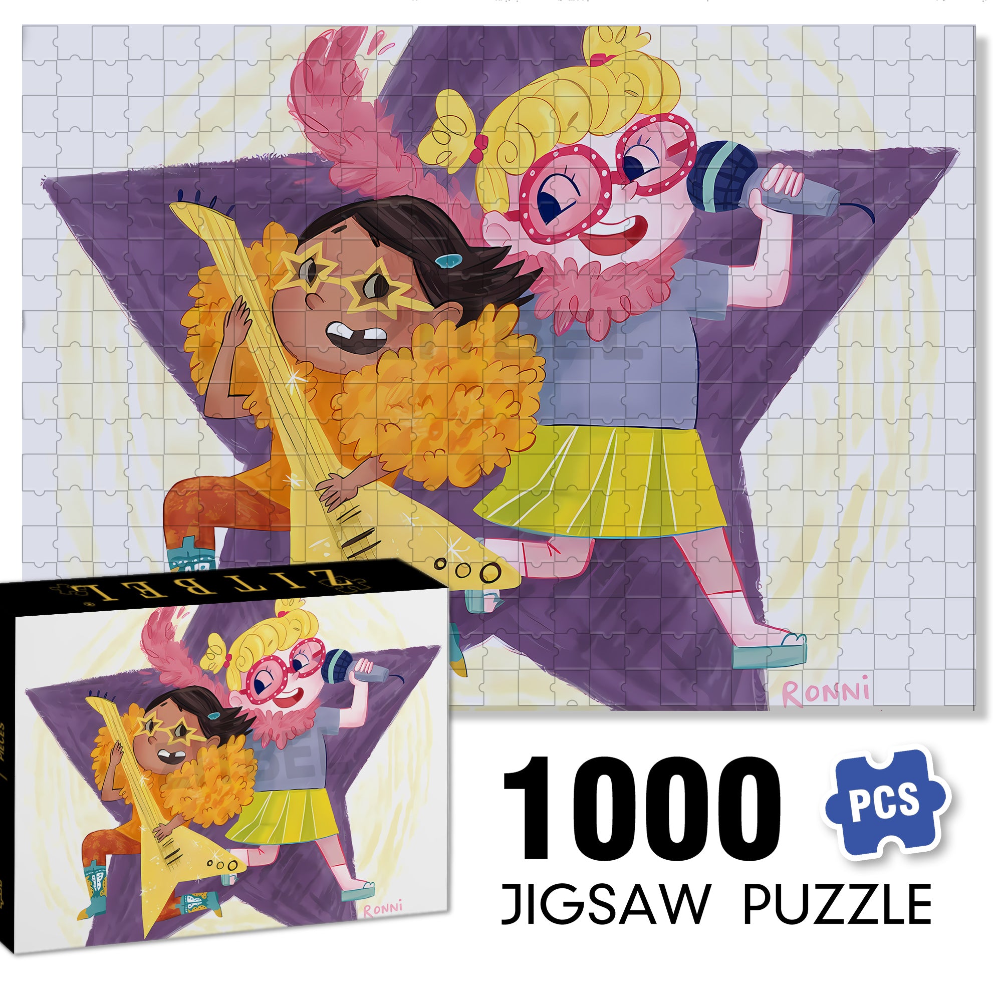 Superstar And Rockstar 500pcs/1000pcs Jigsaw Puzzle, Scratch-Resistant, Interactive Family Game & Brain-Boosting DIY Decor, Perfect for Halloween, Christmas & New Year Gifts, Family Puzzle Game