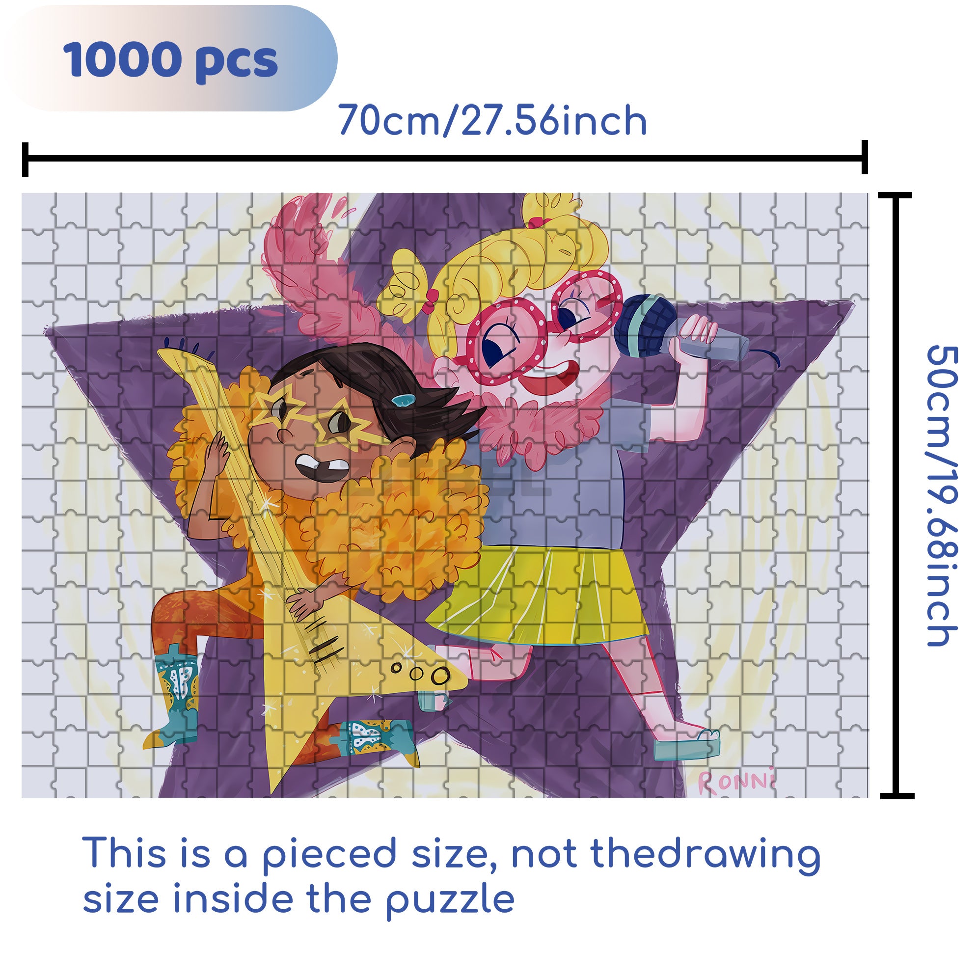 Superstar And Rockstar 500pcs/1000pcs Jigsaw Puzzle, Scratch-Resistant, Interactive Family Game & Brain-Boosting DIY Decor, Perfect for Halloween, Christmas & New Year Gifts, Family Puzzle Game