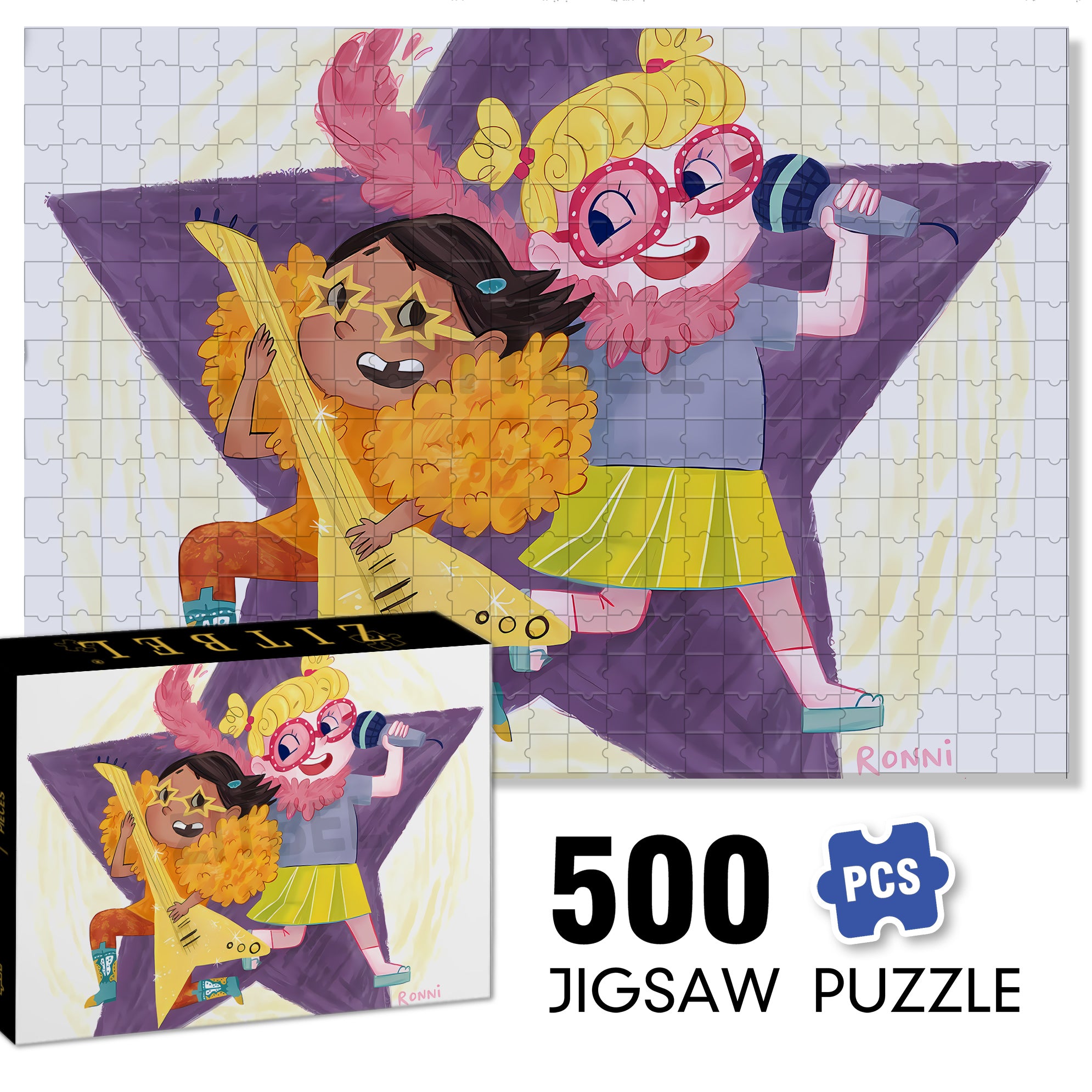 Superstar And Rockstar 500pcs/1000pcs Jigsaw Puzzle, Scratch-Resistant, Interactive Family Game & Brain-Boosting DIY Decor, Perfect for Halloween, Christmas & New Year Gifts, Family Puzzle Game