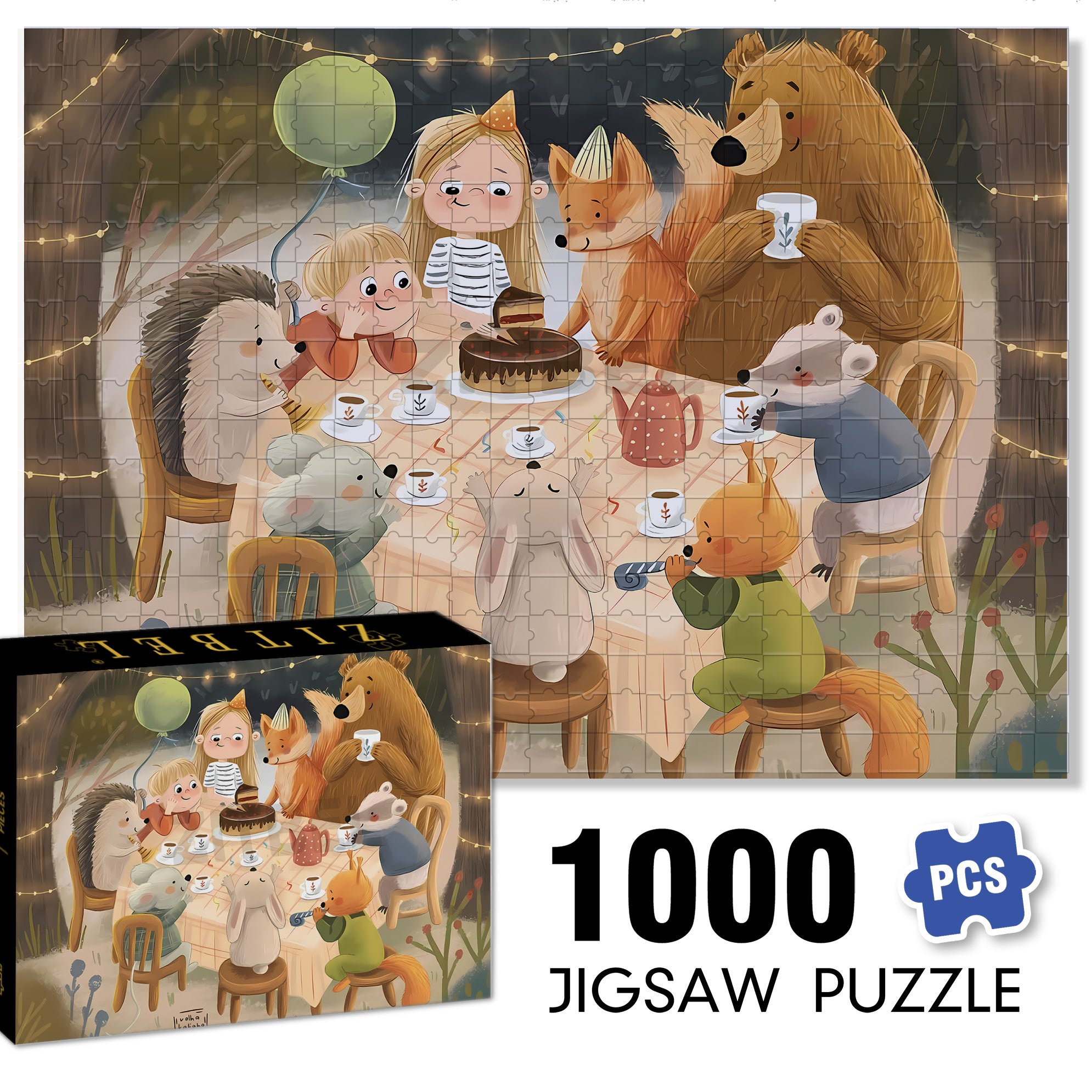 The Fox's Birthday 500pcs/1000pcs Jigsaw Puzzle, Scratch-Resistant, Interactive Family Game & Brain-Boosting DIY Decor, Perfect for Halloween, Christmas & New Year Gifts, Family Puzzle Game