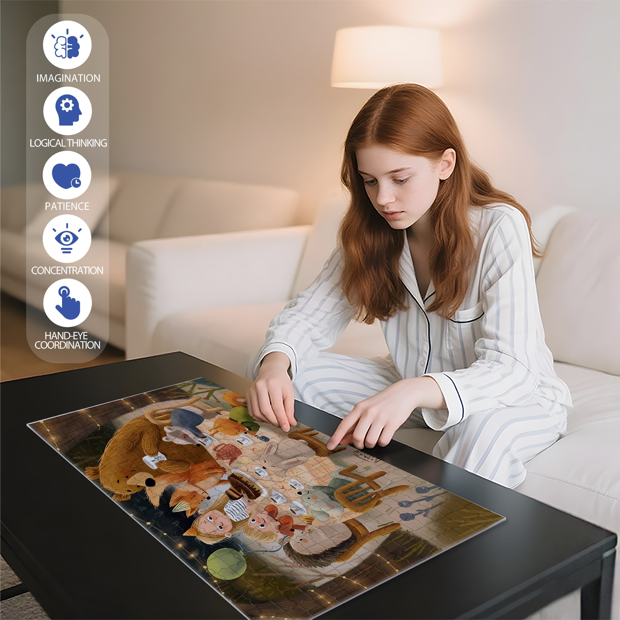 The Fox's Birthday 500pcs/1000pcs Jigsaw Puzzle, Scratch-Resistant, Interactive Family Game & Brain-Boosting DIY Decor, Perfect for Halloween, Christmas & New Year Gifts, Family Puzzle Game