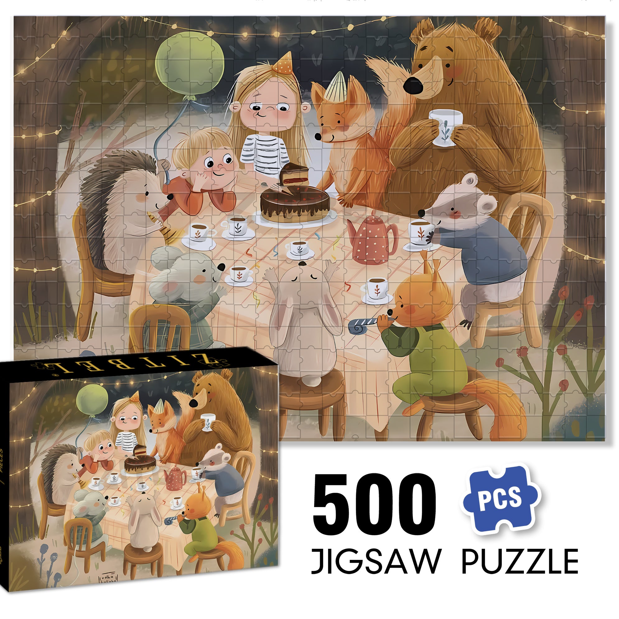 The Fox's Birthday 500pcs/1000pcs Jigsaw Puzzle, Scratch-Resistant, Interactive Family Game & Brain-Boosting DIY Decor, Perfect for Halloween, Christmas & New Year Gifts, Family Puzzle Game