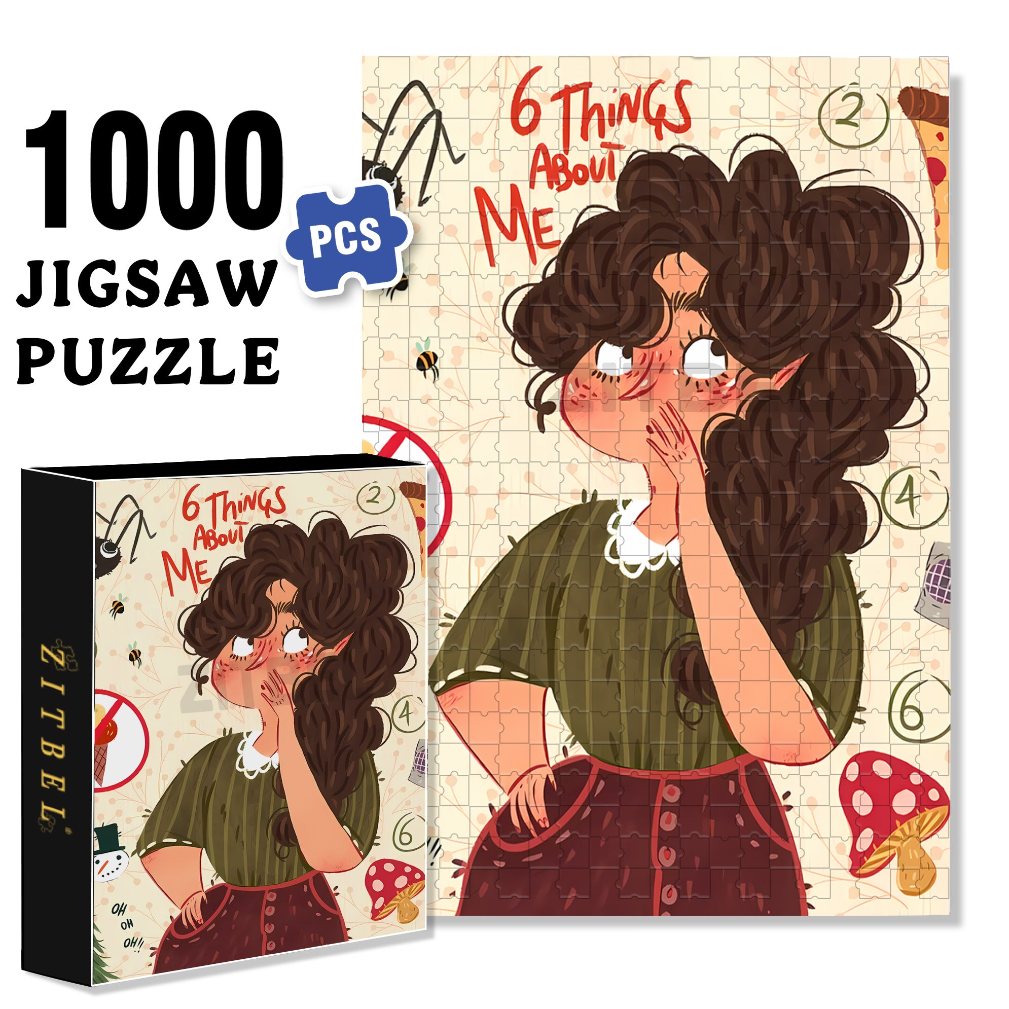 Things About Me 500pcs/1000pcs Jigsaw Puzzle, Scratch-Resistant, Interactive Family Game & Brain-Boosting DIY Decor, Perfect for Halloween, Christmas & New Year Gifts, Family Puzzle Game