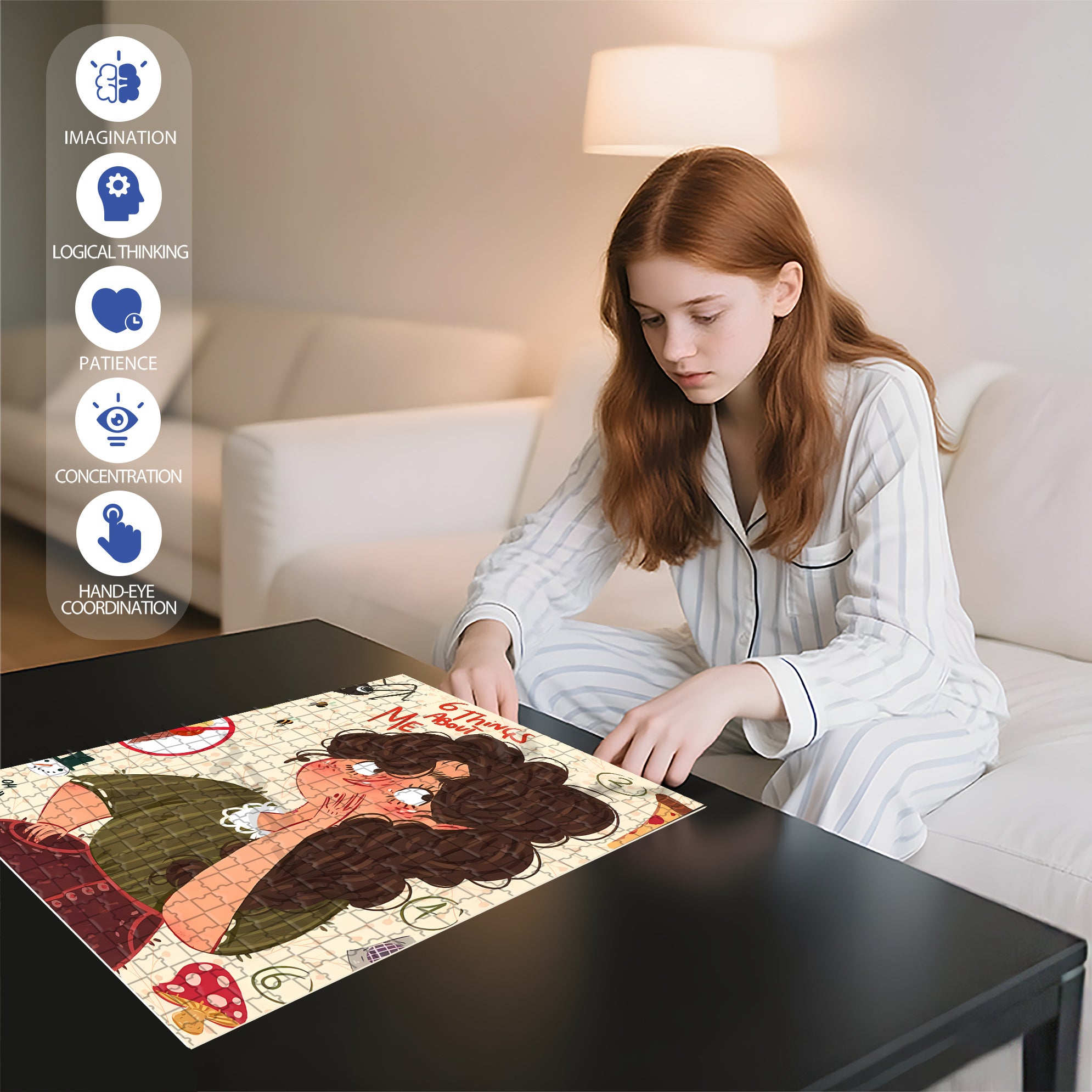 Things About Me 500pcs/1000pcs Jigsaw Puzzle, Scratch-Resistant, Interactive Family Game & Brain-Boosting DIY Decor, Perfect for Halloween, Christmas & New Year Gifts, Family Puzzle Game
