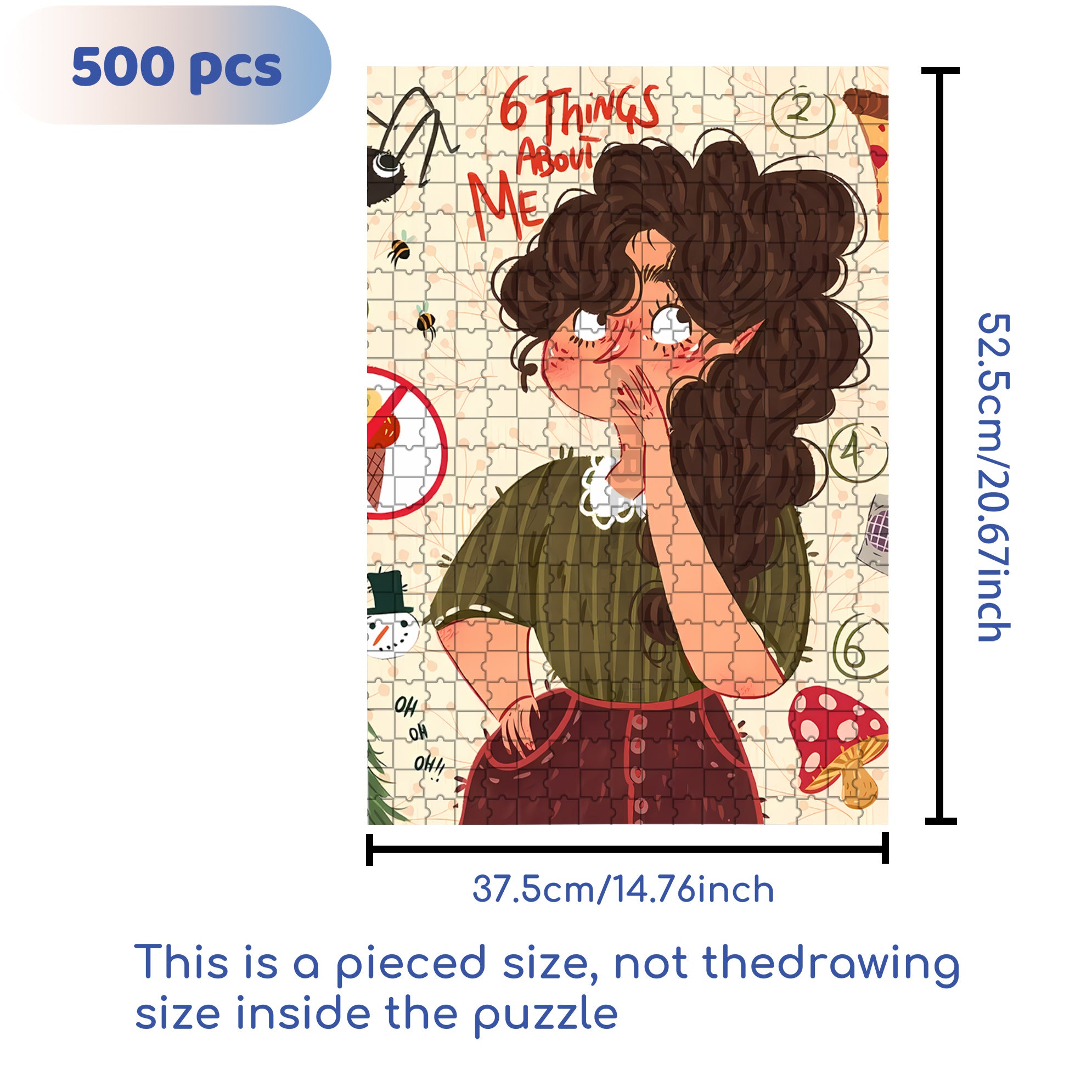 Things About Me 500pcs/1000pcs Jigsaw Puzzle, Scratch-Resistant, Interactive Family Game & Brain-Boosting DIY Decor, Perfect for Halloween, Christmas & New Year Gifts, Family Puzzle Game