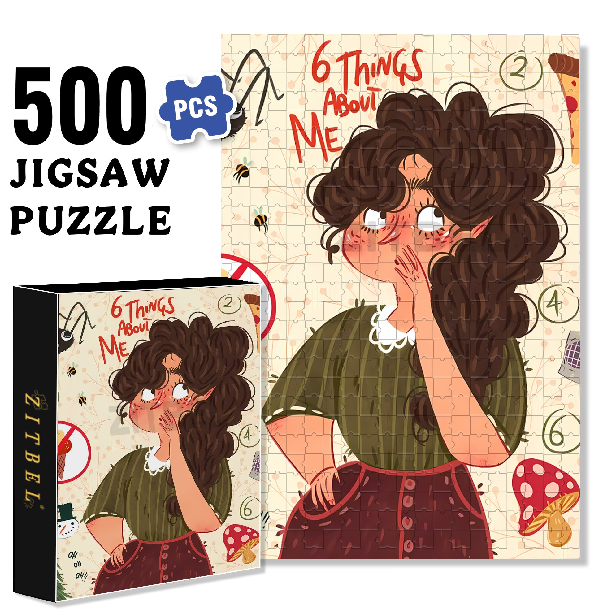 Things About Me 500pcs/1000pcs Jigsaw Puzzle, Scratch-Resistant, Interactive Family Game & Brain-Boosting DIY Decor, Perfect for Halloween, Christmas & New Year Gifts, Family Puzzle Game