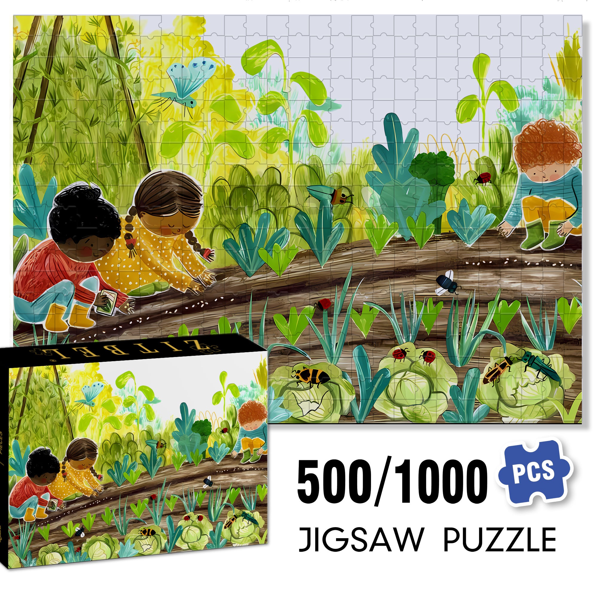 Vegetable Farm 500pcs/1000pcs Jigsaw Puzzle, Scratch-Resistant, Interactive Family Game & Brain-Boosting DIY Decor, Perfect for Halloween, Christmas & New Year Gifts, Family Puzzle Game