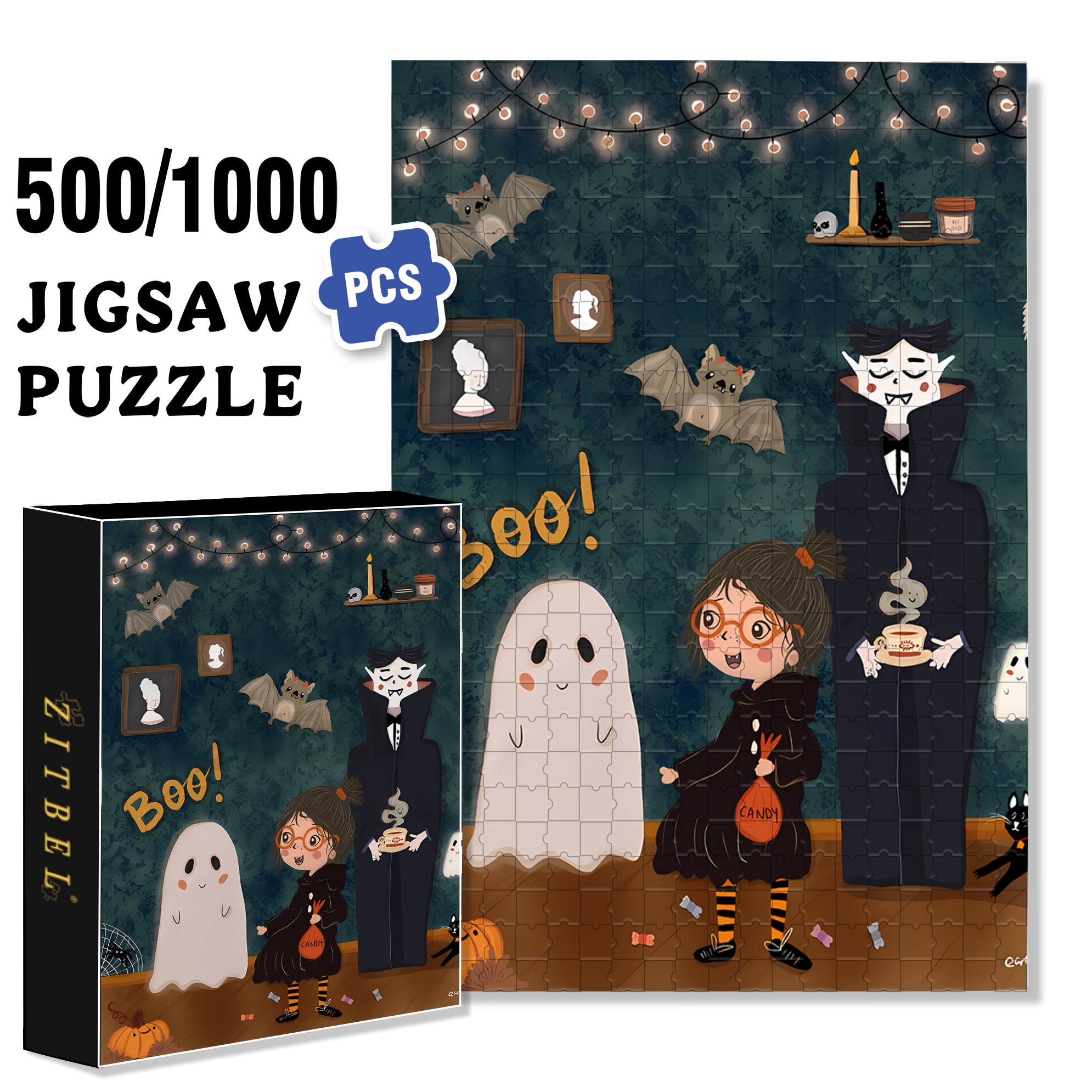 Warm Hospitality 500pcs/1000pcs Jigsaw Puzzle, Scratch-Resistant, Interactive Family Game & Brain-Boosting DIY Decor, Perfect for Halloween, Christmas & New Year Gifts, Family Puzzle Game