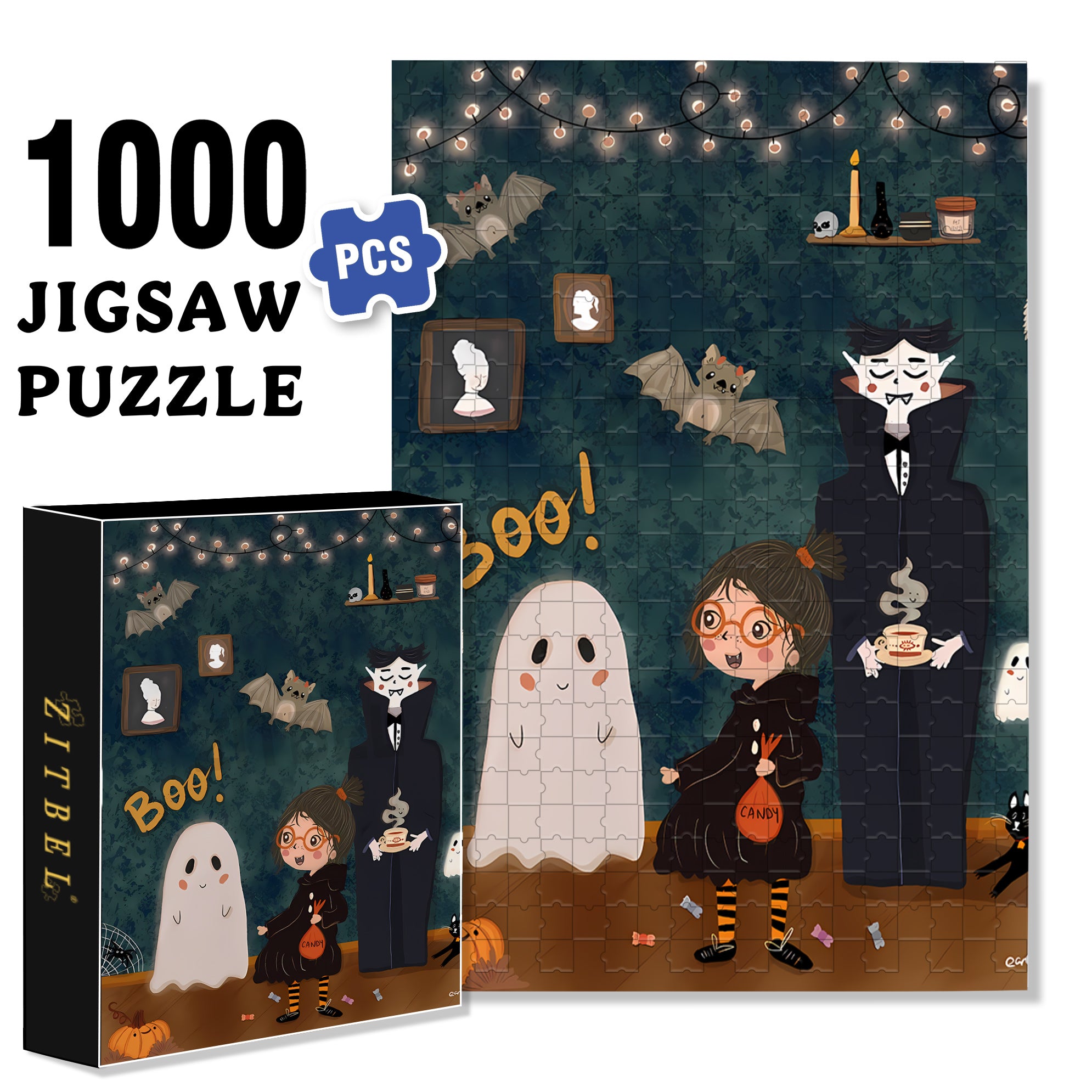 Warm Hospitality 500pcs/1000pcs Jigsaw Puzzle, Scratch-Resistant, Interactive Family Game & Brain-Boosting DIY Decor, Perfect for Halloween, Christmas & New Year Gifts, Family Puzzle Game
