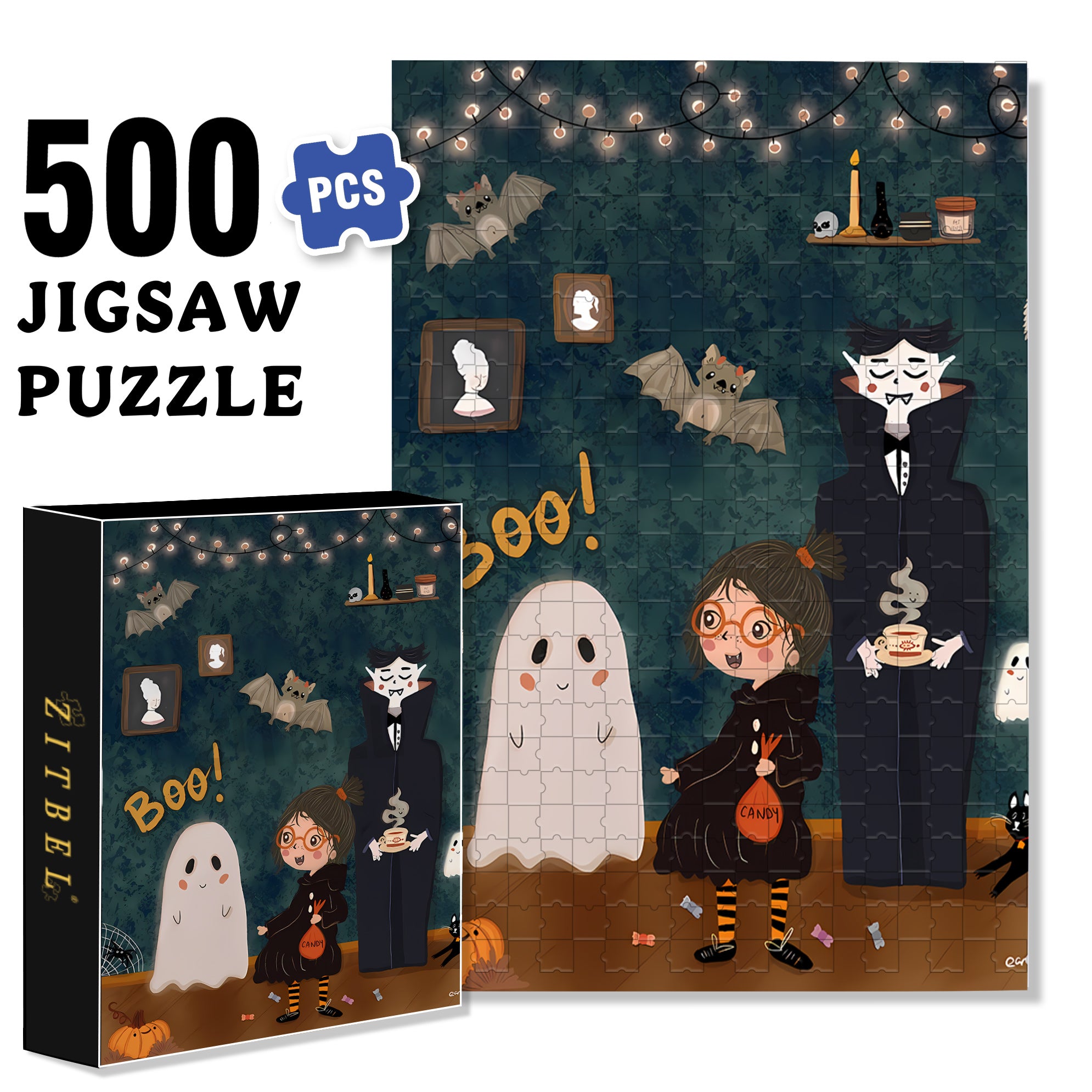 Warm Hospitality 500pcs/1000pcs Jigsaw Puzzle, Scratch-Resistant, Interactive Family Game & Brain-Boosting DIY Decor, Perfect for Halloween, Christmas & New Year Gifts, Family Puzzle Game