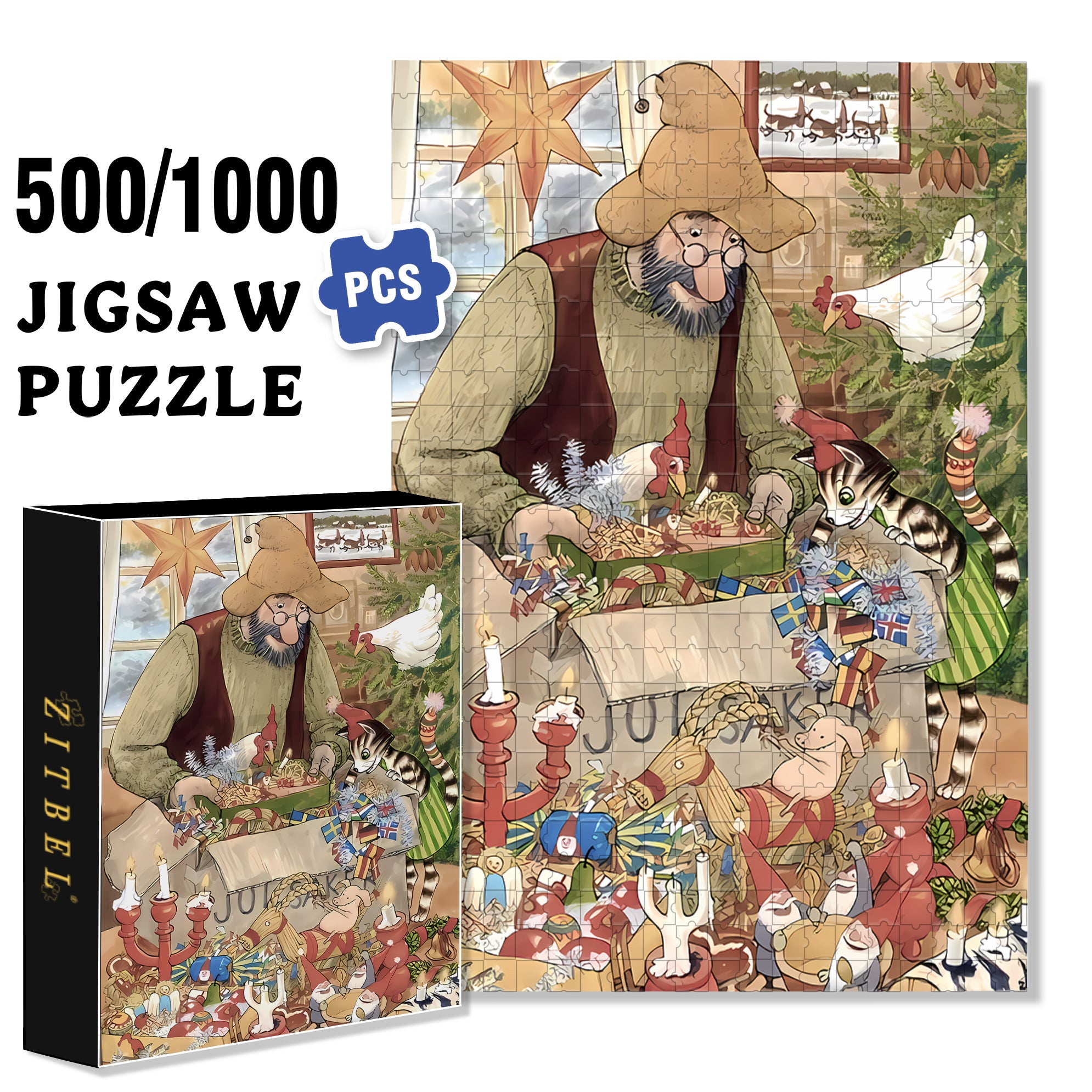 Annual 500pcs/1000pcs Jigsaw Puzzle, Scratch-Resistant, Interactive Family Game & Brain-Boosting DIY Decor, Perfect for Halloween, Christmas & New Year Gifts, Family Puzzle Game