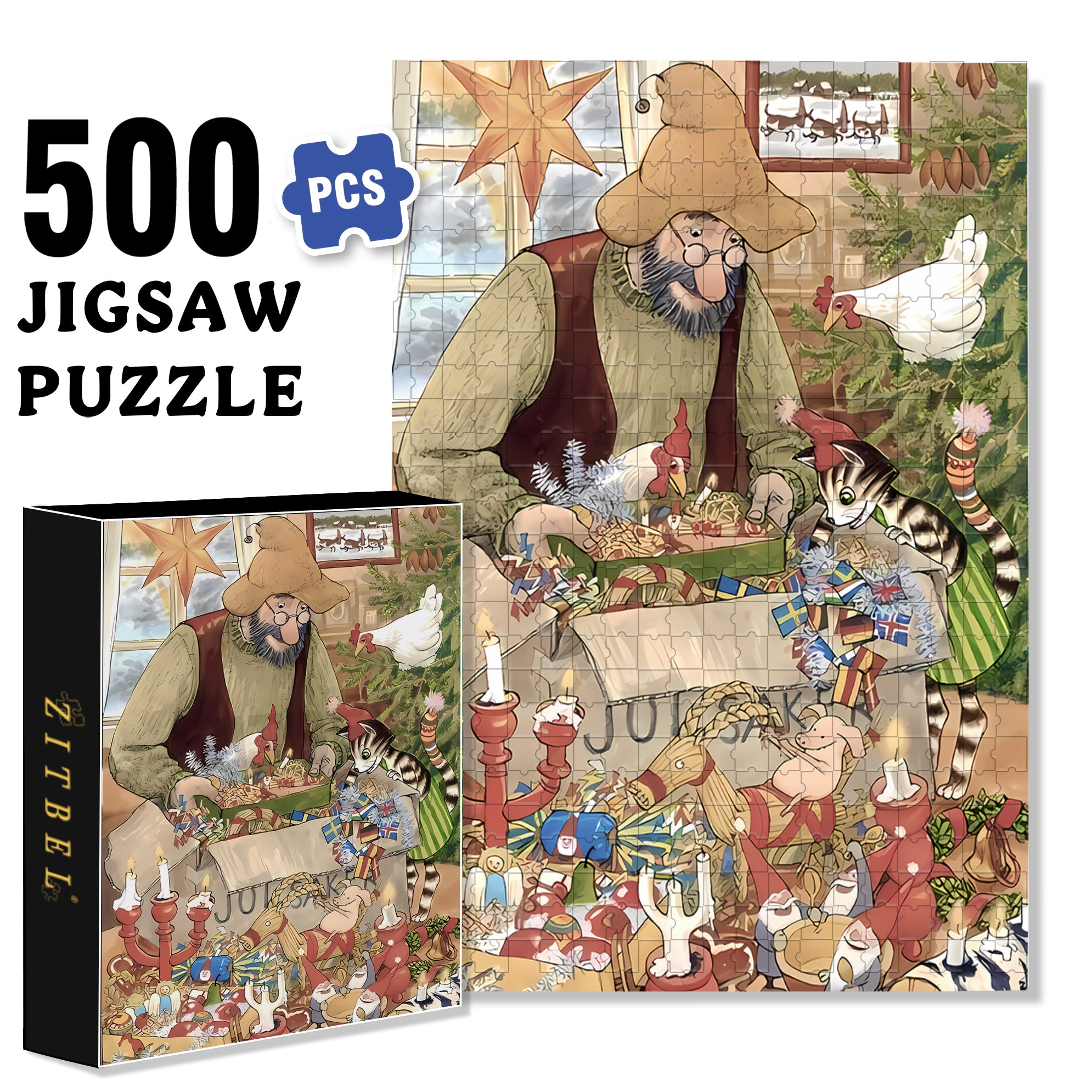 Annual 500pcs/1000pcs Jigsaw Puzzle, Scratch-Resistant, Interactive Family Game & Brain-Boosting DIY Decor, Perfect for Halloween, Christmas & New Year Gifts, Family Puzzle Game