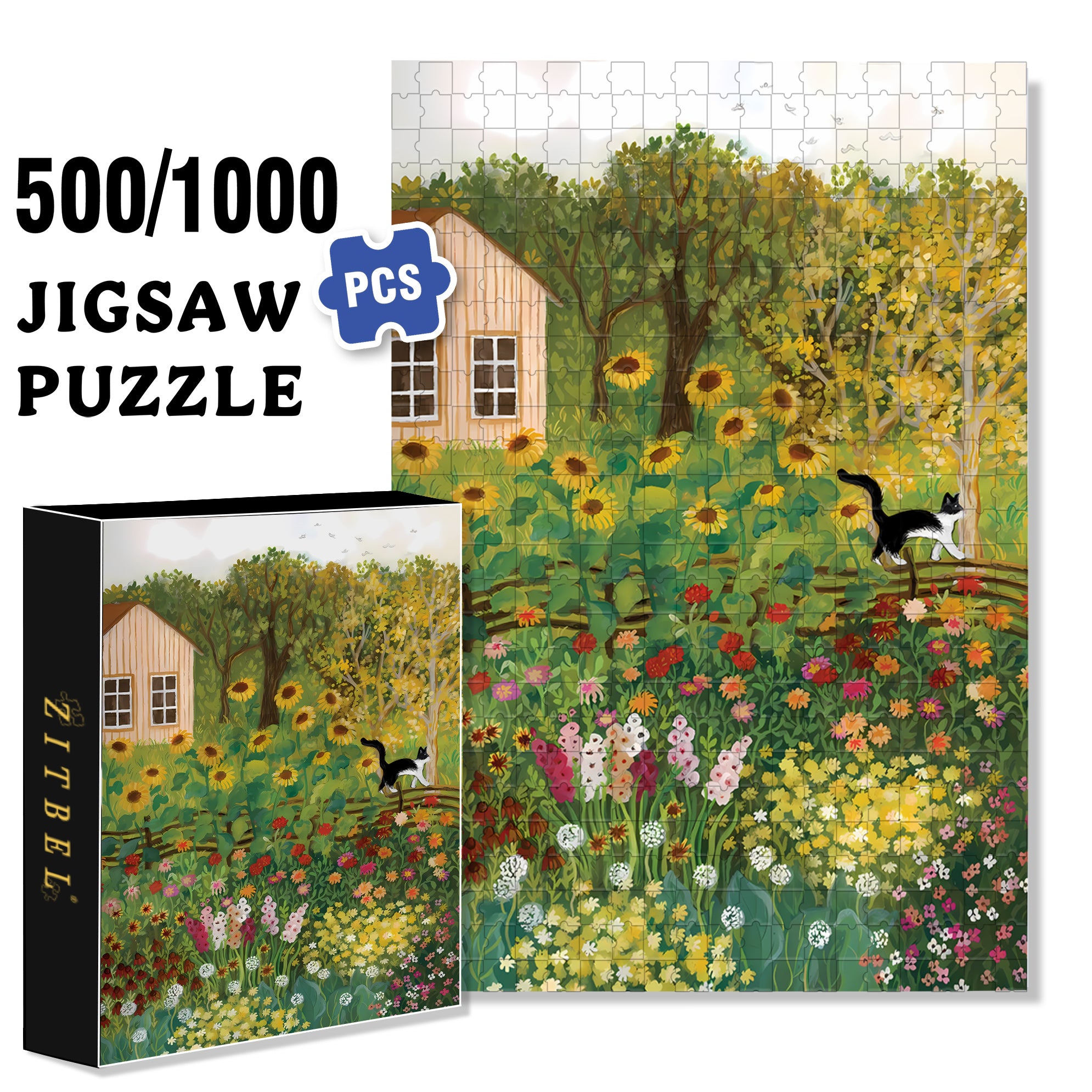 August Days 500pcs/1000pcs Jigsaw Puzzle, Scratch-Resistant, Interactive Family Game & Brain-Boosting DIY Decor, Perfect for Halloween, Christmas & New Year Gifts, Family Puzzle Game