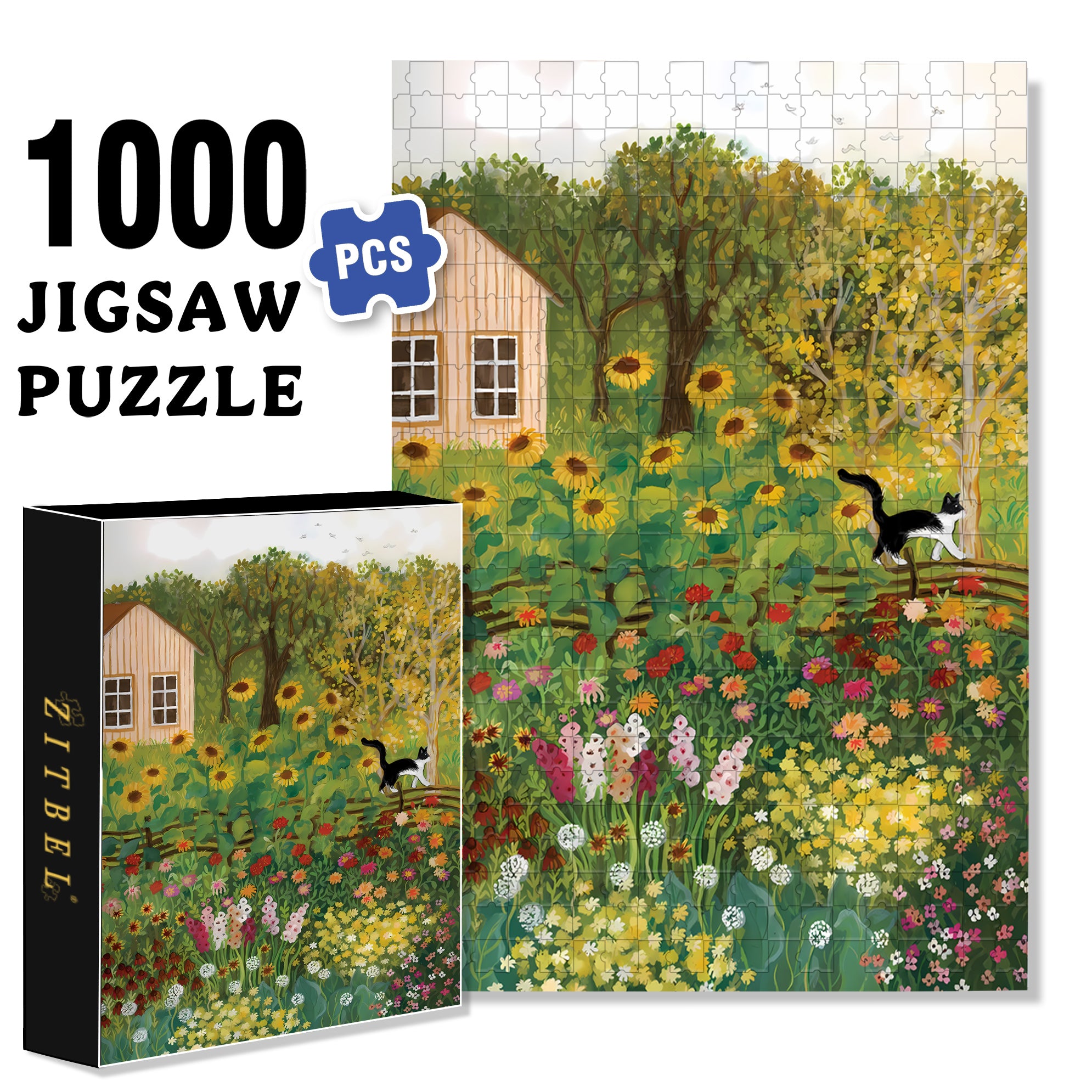 August Days 500pcs/1000pcs Jigsaw Puzzle, Scratch-Resistant, Interactive Family Game & Brain-Boosting DIY Decor, Perfect for Halloween, Christmas & New Year Gifts, Family Puzzle Game