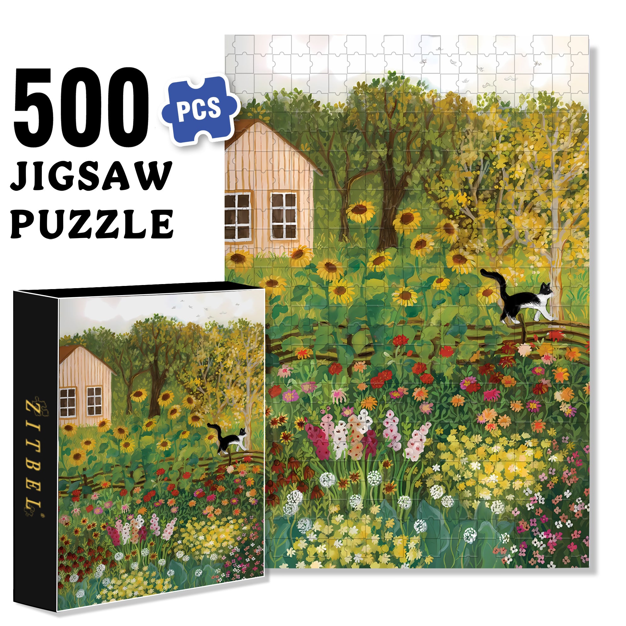 August Days 500pcs/1000pcs Jigsaw Puzzle, Scratch-Resistant, Interactive Family Game & Brain-Boosting DIY Decor, Perfect for Halloween, Christmas & New Year Gifts, Family Puzzle Game