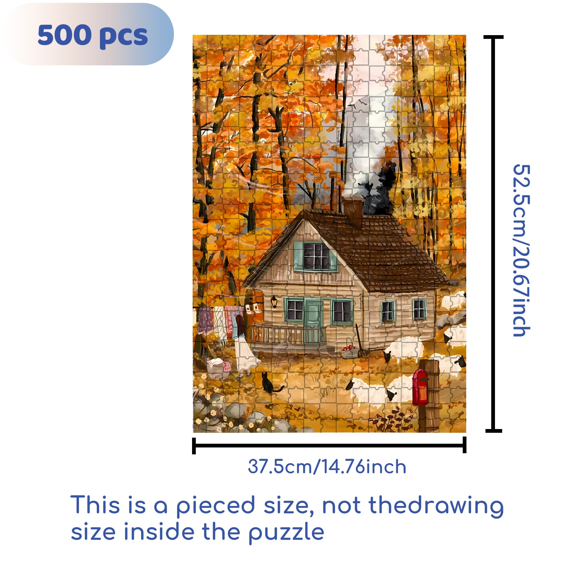 Autumn Wind Blows 500pcs/1000pcs Jigsaw Puzzle, Scratch-Resistant, Interactive Family Game & Brain-Boosting DIY Decor, Perfect for Halloween, Christmas & New Year Gifts, Family Puzzle Game