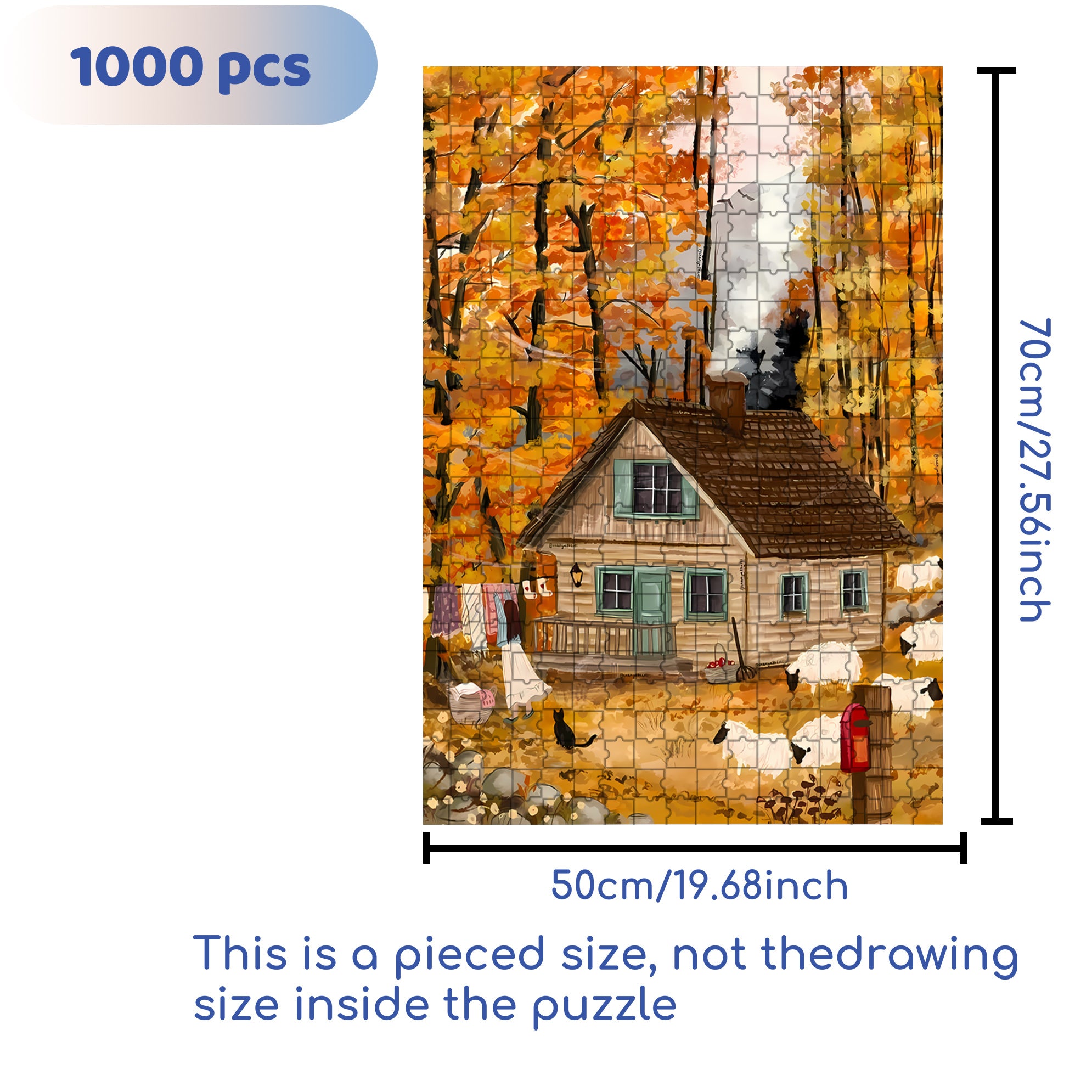 Autumn Wind Blows 500pcs/1000pcs Jigsaw Puzzle, Scratch-Resistant, Interactive Family Game & Brain-Boosting DIY Decor, Perfect for Halloween, Christmas & New Year Gifts, Family Puzzle Game