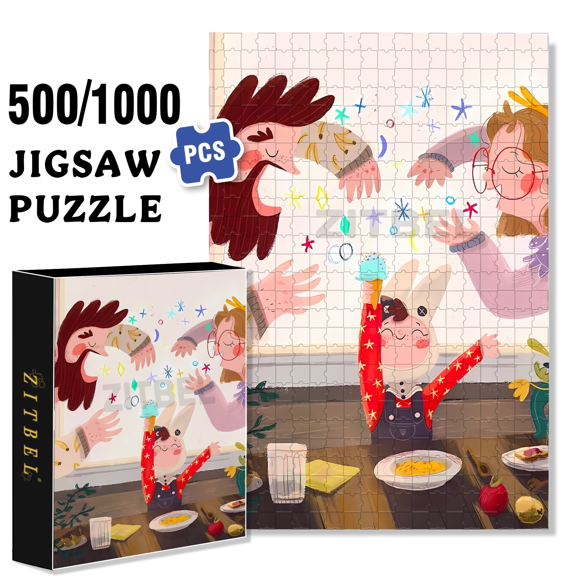 Bala Bala 500pcs/1000pcs Jigsaw Puzzle, Scratch-Resistant, Interactive Family Game & Brain-Boosting DIY Decor, Perfect for Halloween, Christmas & New Year Gifts, Family Puzzle Game