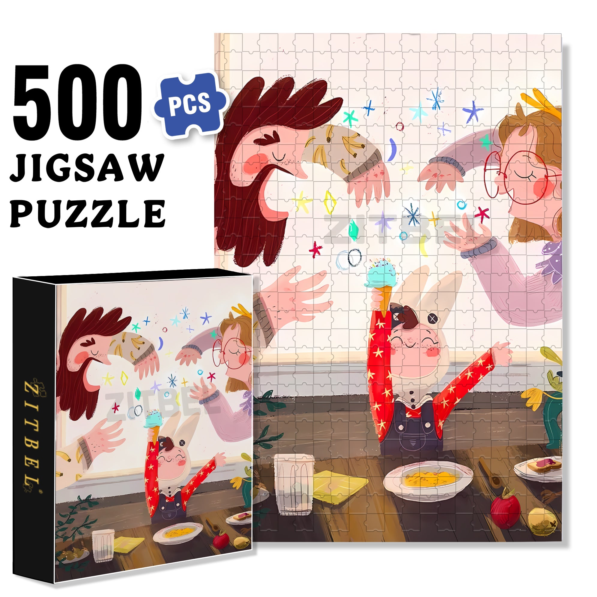 Bala Bala 500pcs/1000pcs Jigsaw Puzzle, Scratch-Resistant, Interactive Family Game & Brain-Boosting DIY Decor, Perfect for Halloween, Christmas & New Year Gifts, Family Puzzle Game