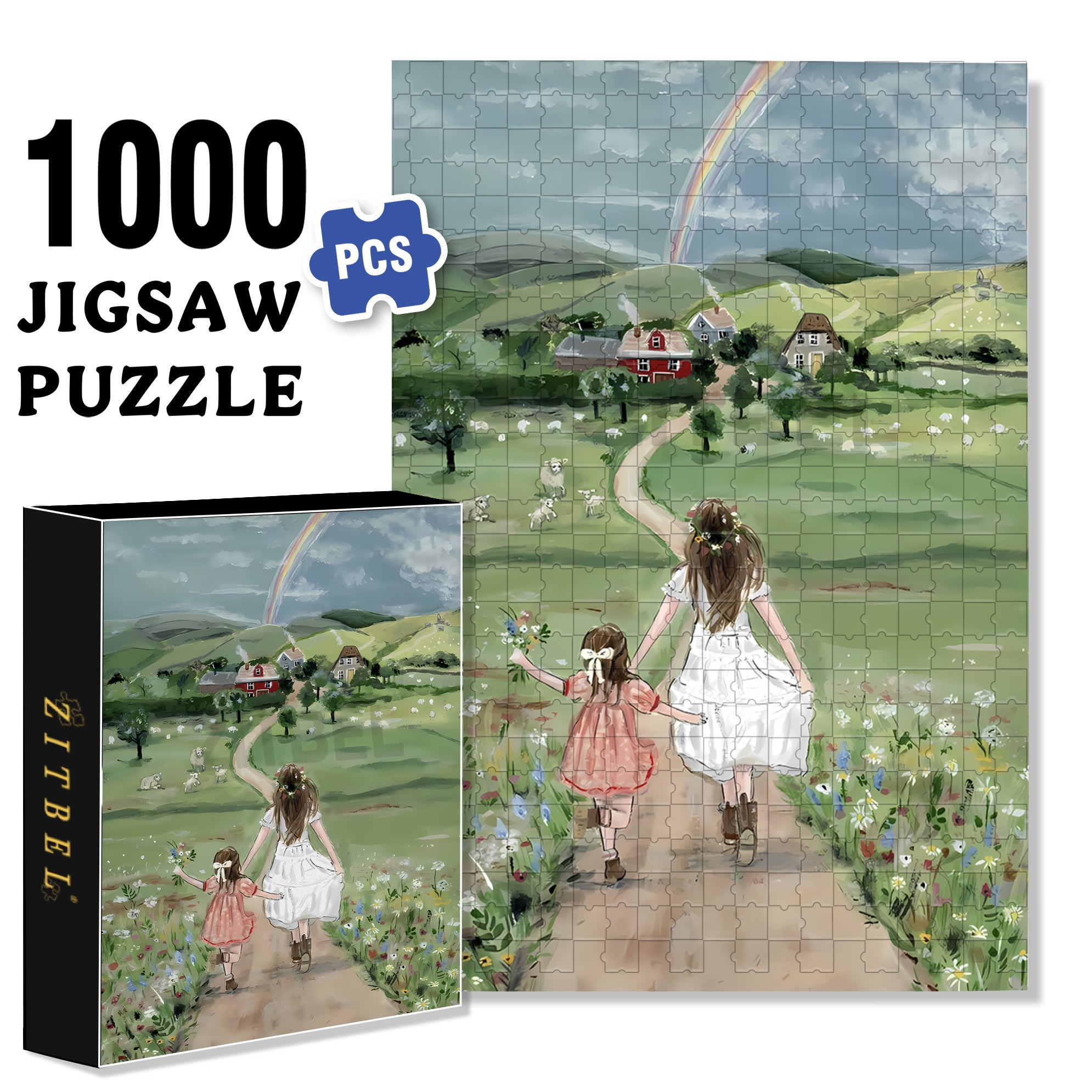 Beautiful Rainbow 500pcs/1000pcs Jigsaw Puzzle, Scratch-Resistant, Interactive Family Game & Brain-Boosting DIY Decor, Perfect for Halloween, Christmas & New Year Gifts, Family Puzzle Game