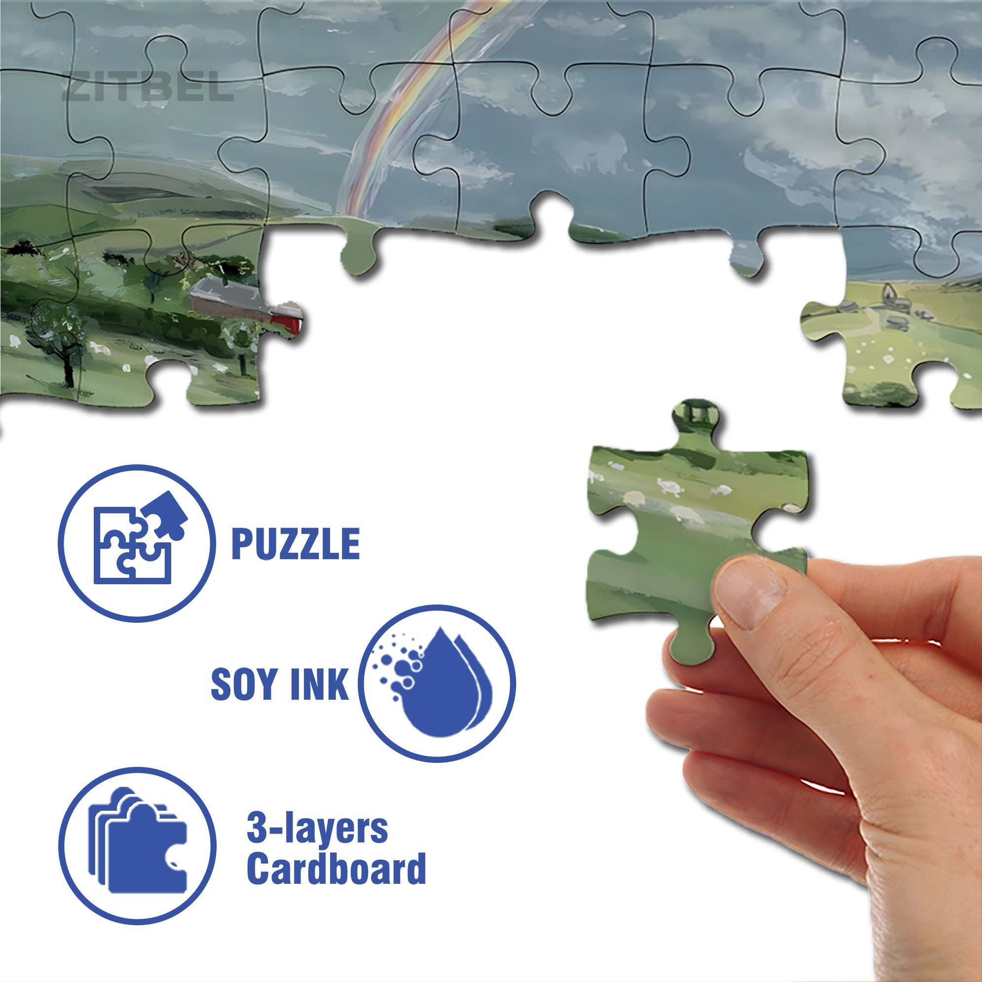 Beautiful Rainbow 500pcs/1000pcs Jigsaw Puzzle, Scratch-Resistant, Interactive Family Game & Brain-Boosting DIY Decor, Perfect for Halloween, Christmas & New Year Gifts, Family Puzzle Game